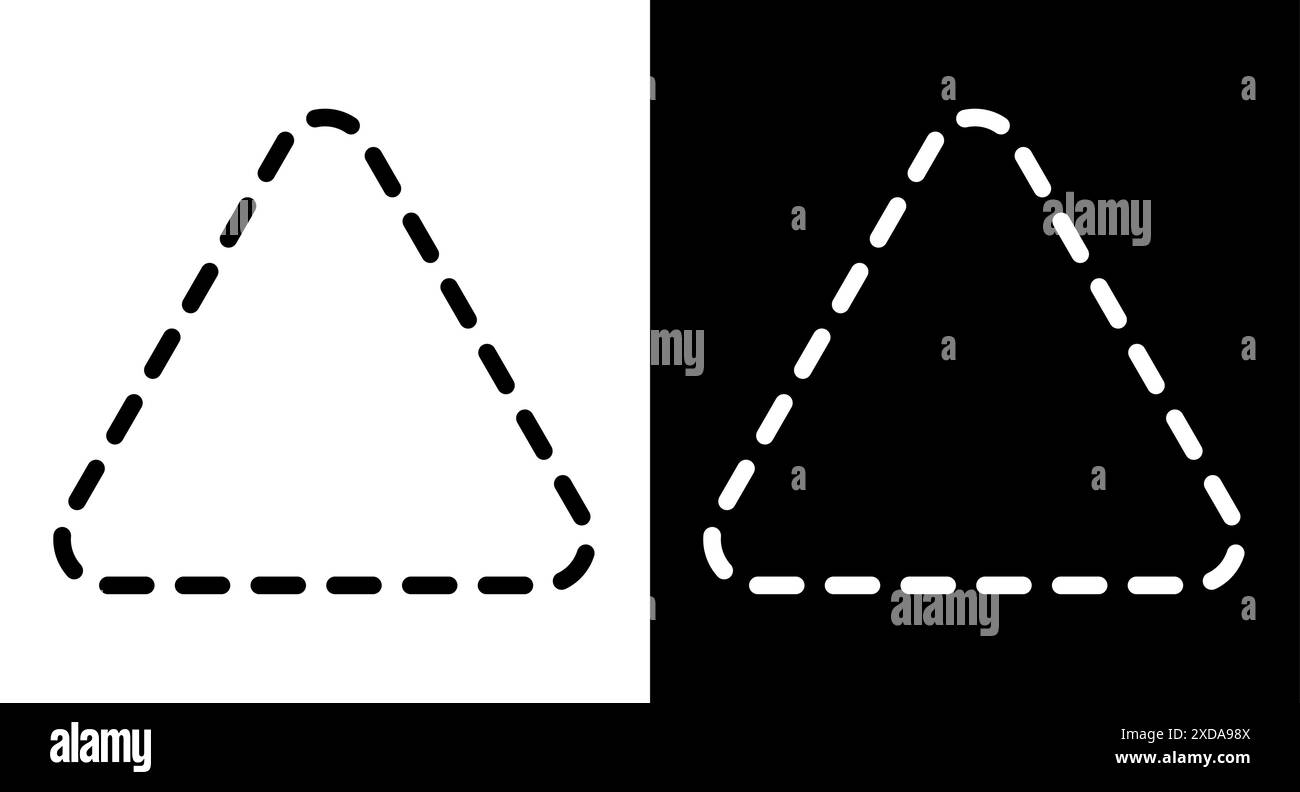 Icona silhouette con angoli arrotondati triangolari. Illustrazione a forma di triangolo. Illustrazione Vettoriale