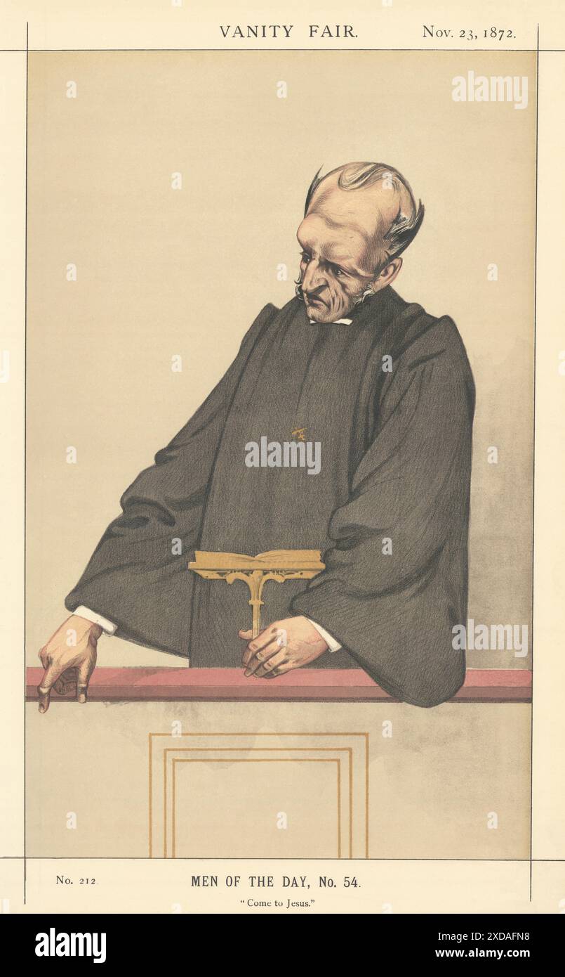 VANITY FAIR SPY CARTOON Rev Newman Hall 'Vieni a Gesù' Clero. Montbard 1872 Foto Stock