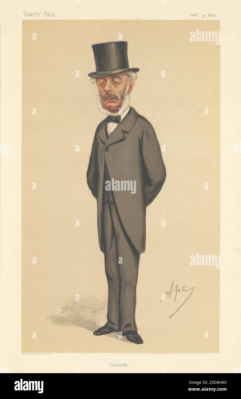 VANITY FAIR SPIA CARTONE ANIMATO Stephen Cave 'Amends' Sussex. Di Ape 1874 vecchia stampa Foto Stock