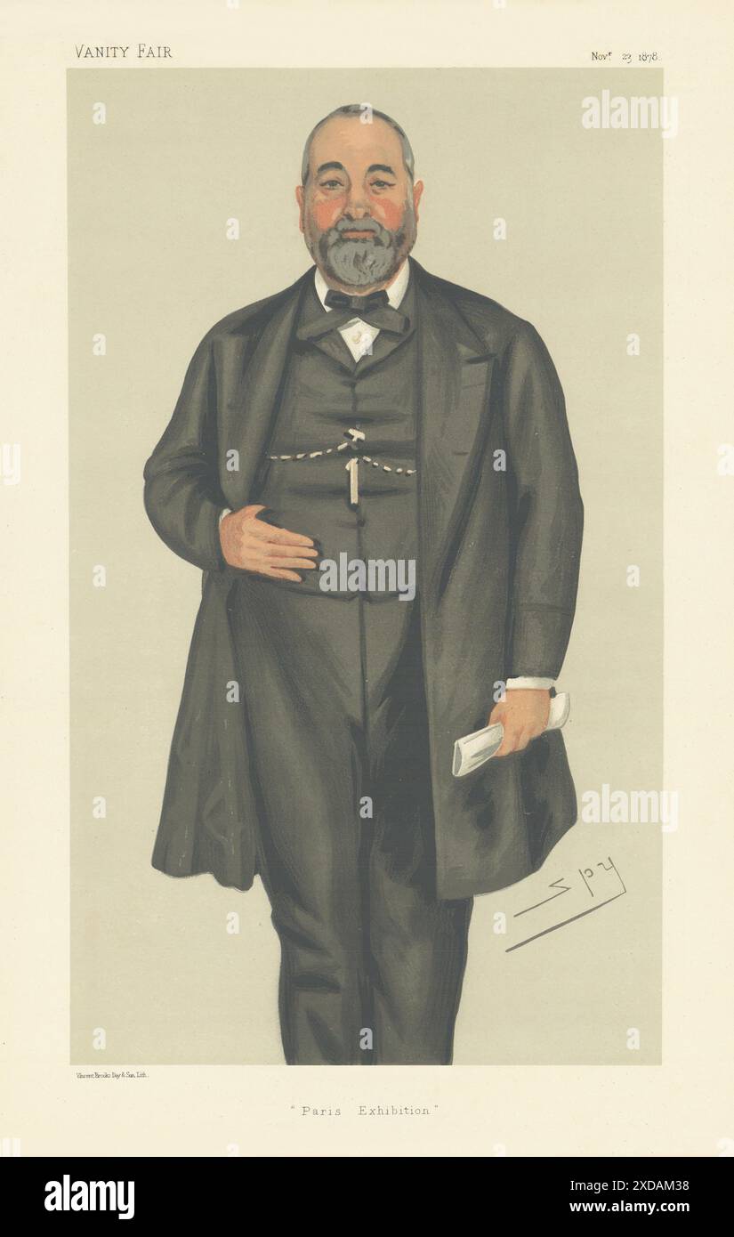 VANITY FAIR SPY CARTOON Philip Cunliffe Owen 'Paris Exhibition' V&A Museum 1878 Foto Stock