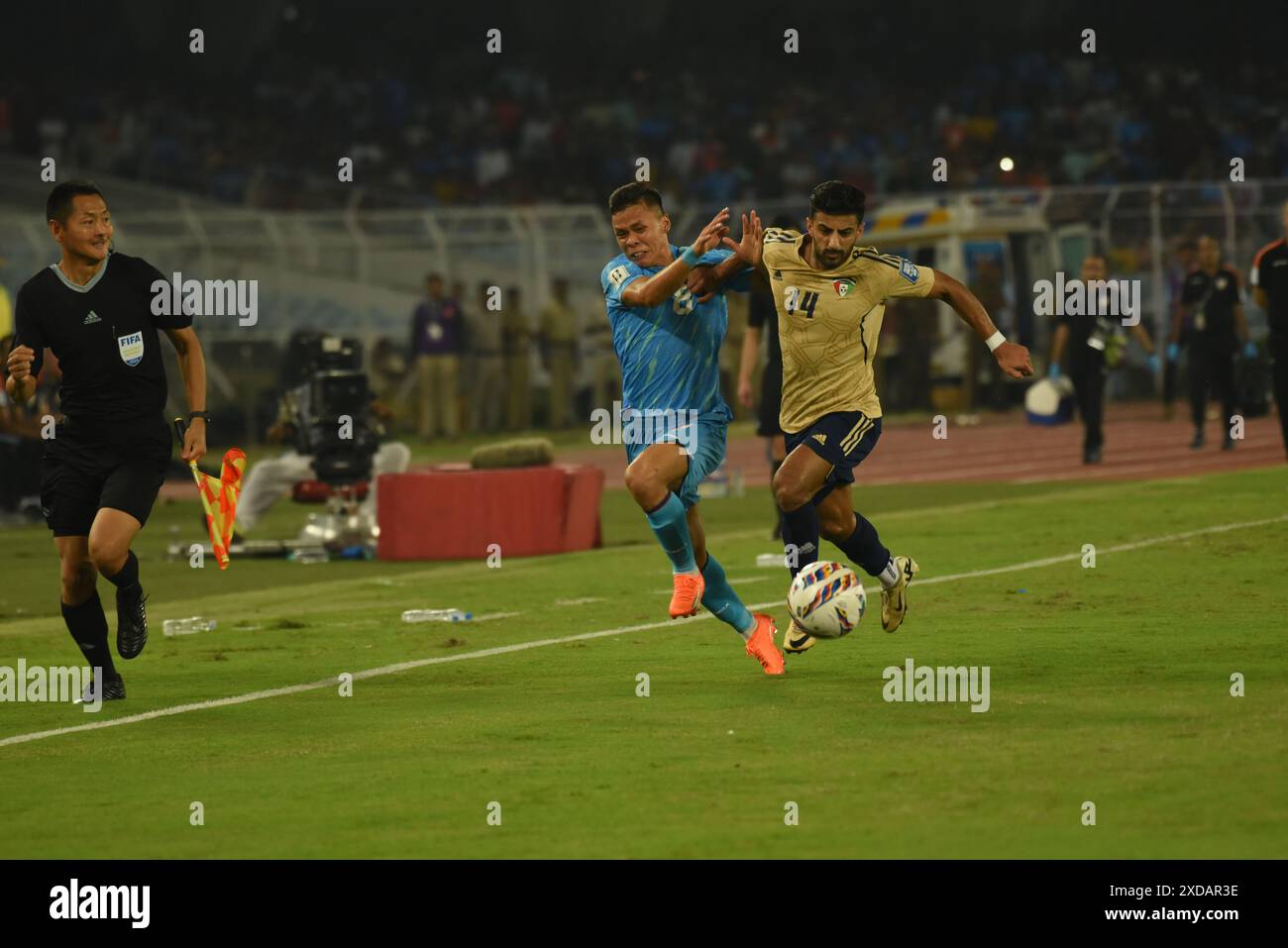 Kolkata, India. 6 giugno 2024. Partita di qualificazione per la Coppa del mondo FIFA 2026 Asia tra India e Kuwait al Salt Lake Stadium di Kolkata il 6 giugno 2024. (Foto di Dipa Chakraborty/Pacific Press/Sipa USA) credito: SIPA USA/Alamy Live News Foto Stock