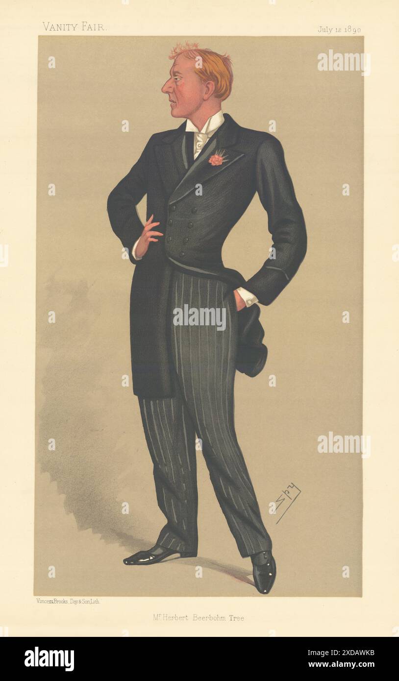 VANITY FAIR SPIA CARTONE ANIMATO "MR Herbert Beerbohm Tree". Theatre Actor 1890 stampa Foto Stock