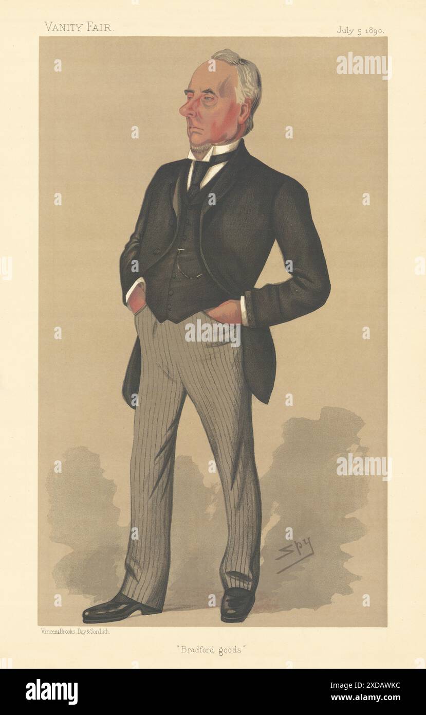 VANITY FAIR SPY CARTOON Sir Henry Mitchell 'Bradford Goods' Textiles 1890 Foto Stock