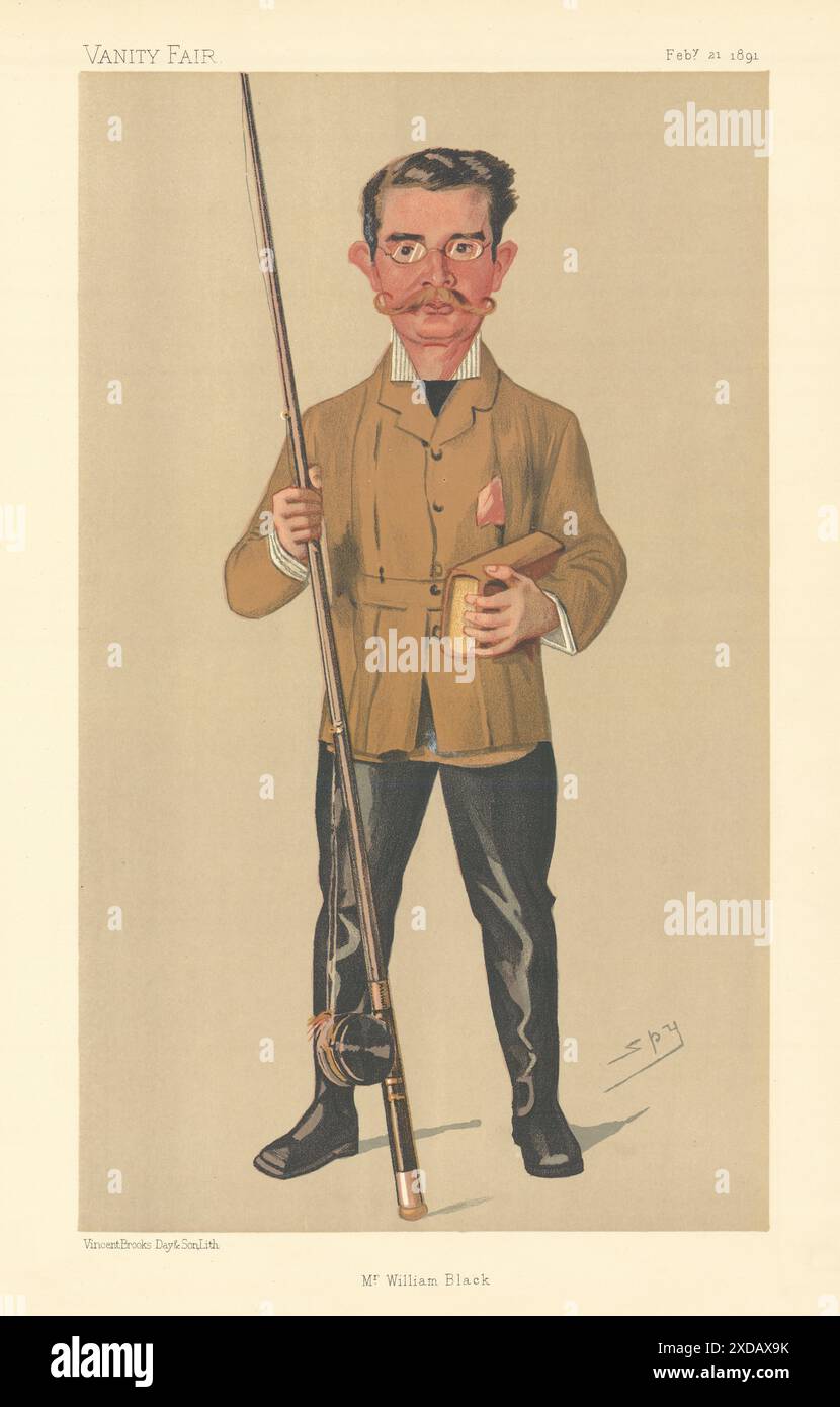 VANITY FAIR SPIA CARTONE ANIMATO "MR William Black". Pesca 1891 vecchia stampa d'antiquariato Foto Stock