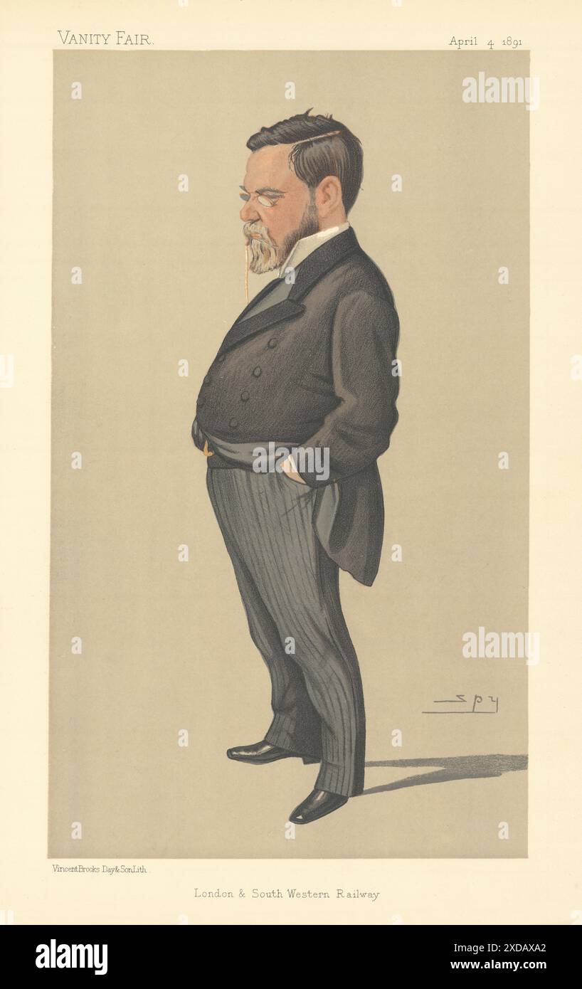 VANITY FAIR SPY CARTOON Charles Scotter 'London & South Western Railway' 1891 Foto Stock