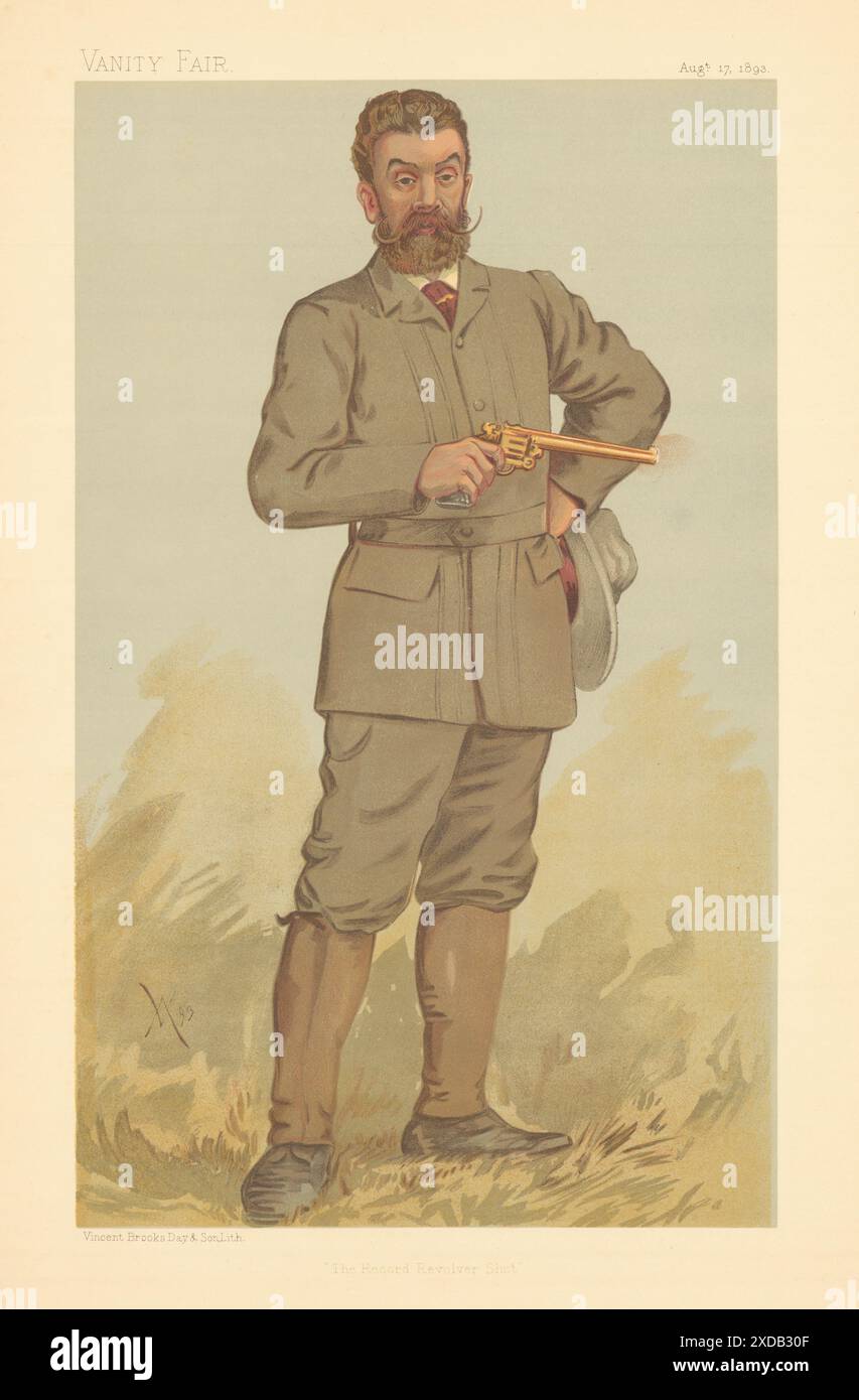 VANITY FAIR SPY CARTONE ANIMATO Walter Winans 'The Record Revolver Shot' gioco 1893 Foto Stock