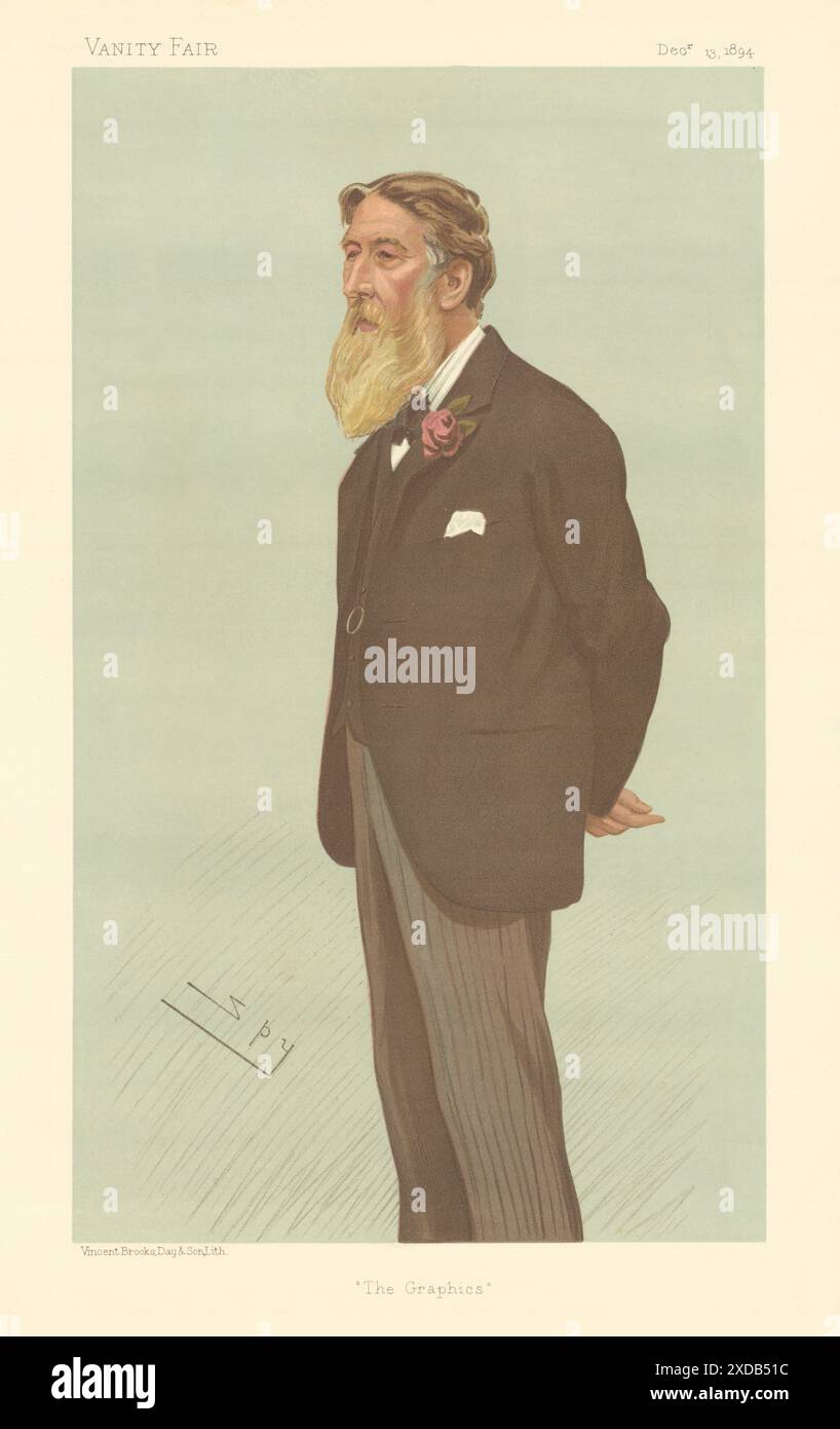 VANITY FAIR SPIA CARTONE ANIMATO William Luson Thomas 'The Graphics' Quotidiani 1894 Foto Stock