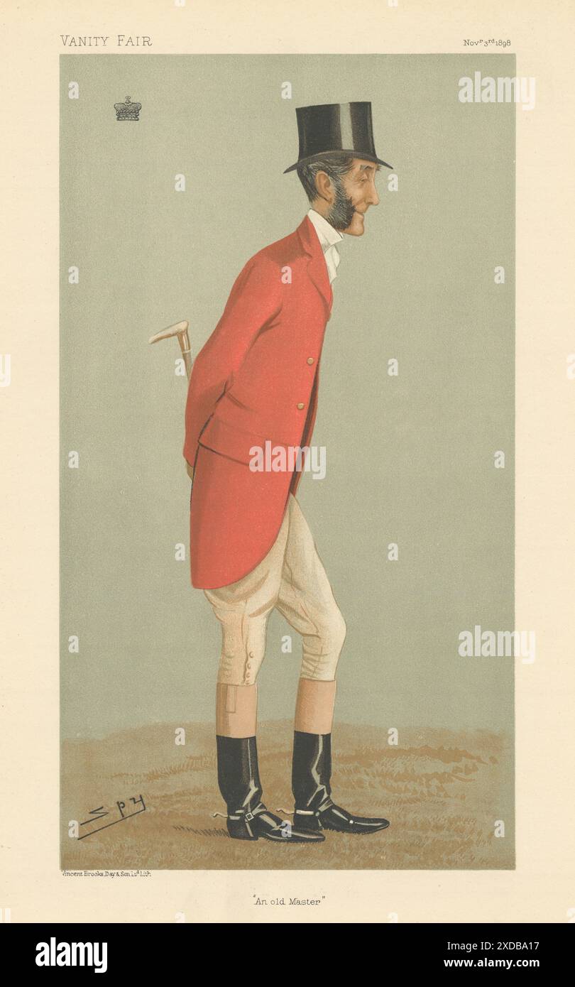 CARTONE ANIMATO SPIA VANITY FAIR 2nd Viscount Portman 'An Old Master'. Fox Hunter 1898 Foto Stock