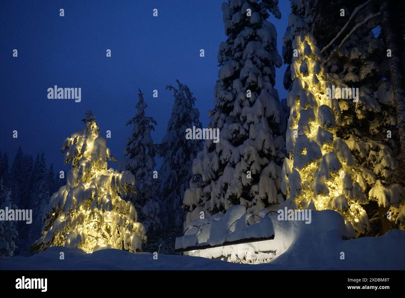 Tempesta giornata invernale nella Squaw Valley/Palisades Tahoe al crepuscolo nel lago tahoe CA usa Foto Stock