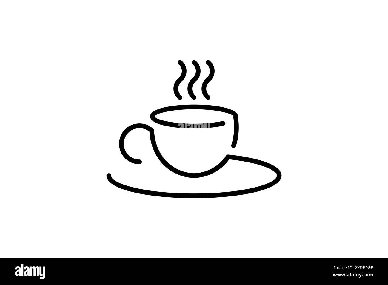 Design vettoriale con logo della tazza da caffè in stile art di linea. Design semplice e piatto, facile da applicare su qualsiasi supporto. Illustrazione Vettoriale