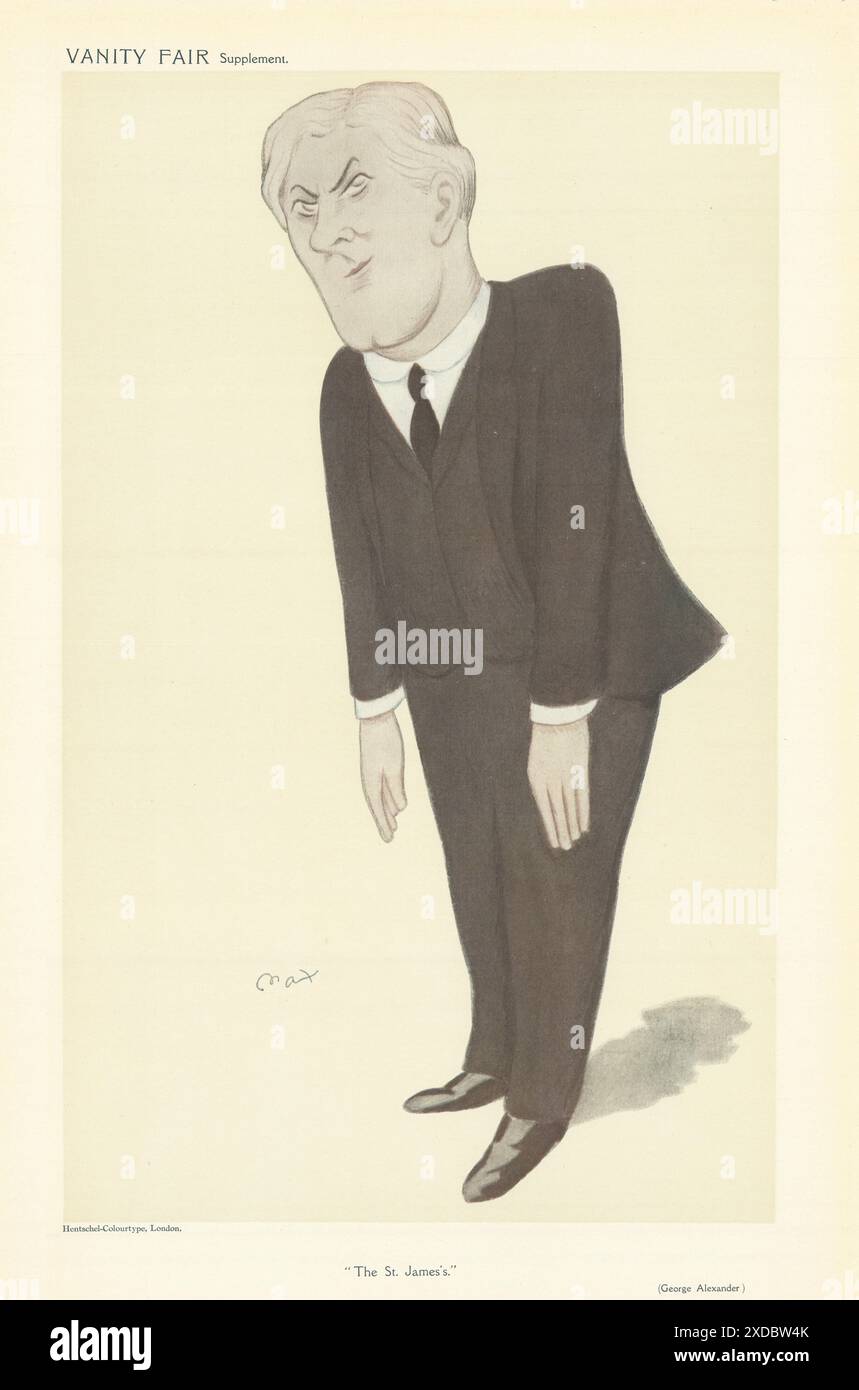 VANITY FAIR SPIA CARTOON George Alexander 'The St James's Theatre. Attore 1909 Foto Stock