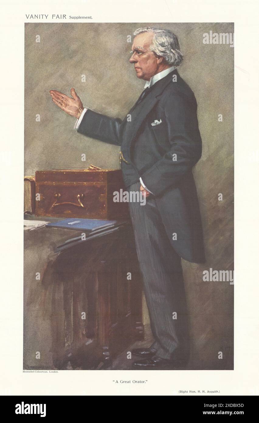 VANITÀ FAIR SPIA CARTONE ANIMATO Herbert Henry Asquith 'Un grande Oratore' Politica 1910 Foto Stock