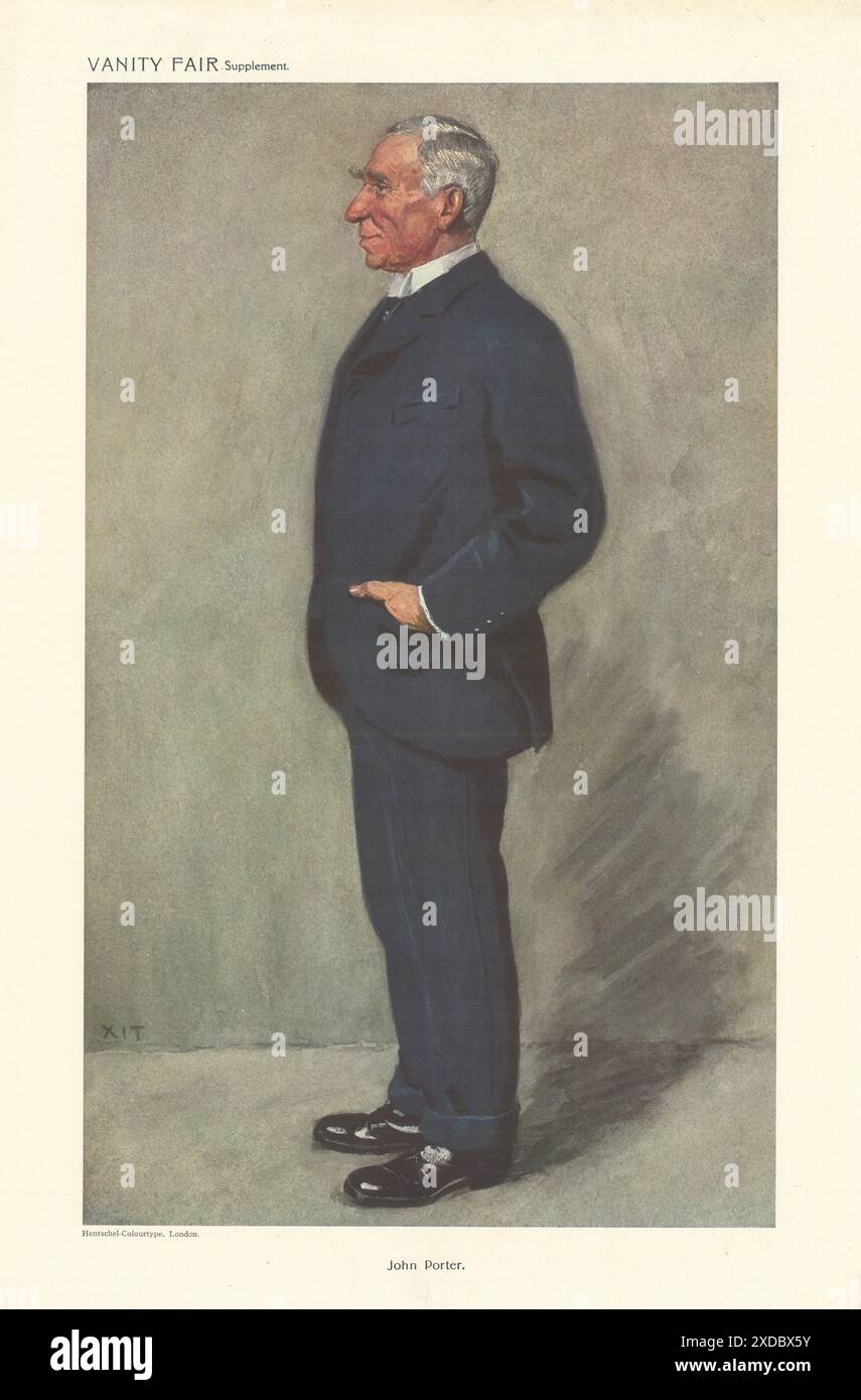 VANITY FAIR CARTONE ANIMATO 'John Porter' Racing Trainer. Inglese Tripla Corona 1910 Foto Stock