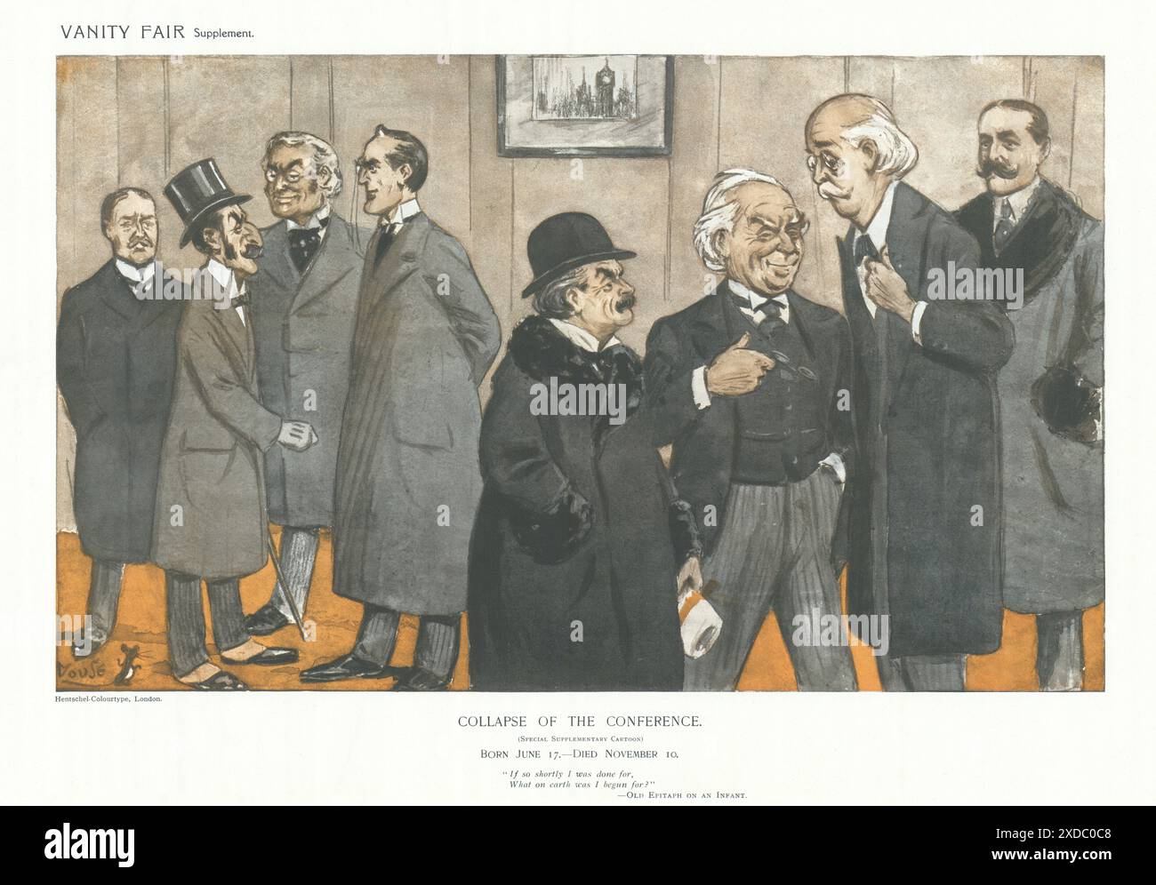 VANITY FAIR CARTONE ANIMATO DI SPIONAGGIO FOLIO crollo della Conferenza 'nato il 17 giugno…' 1913 Foto Stock