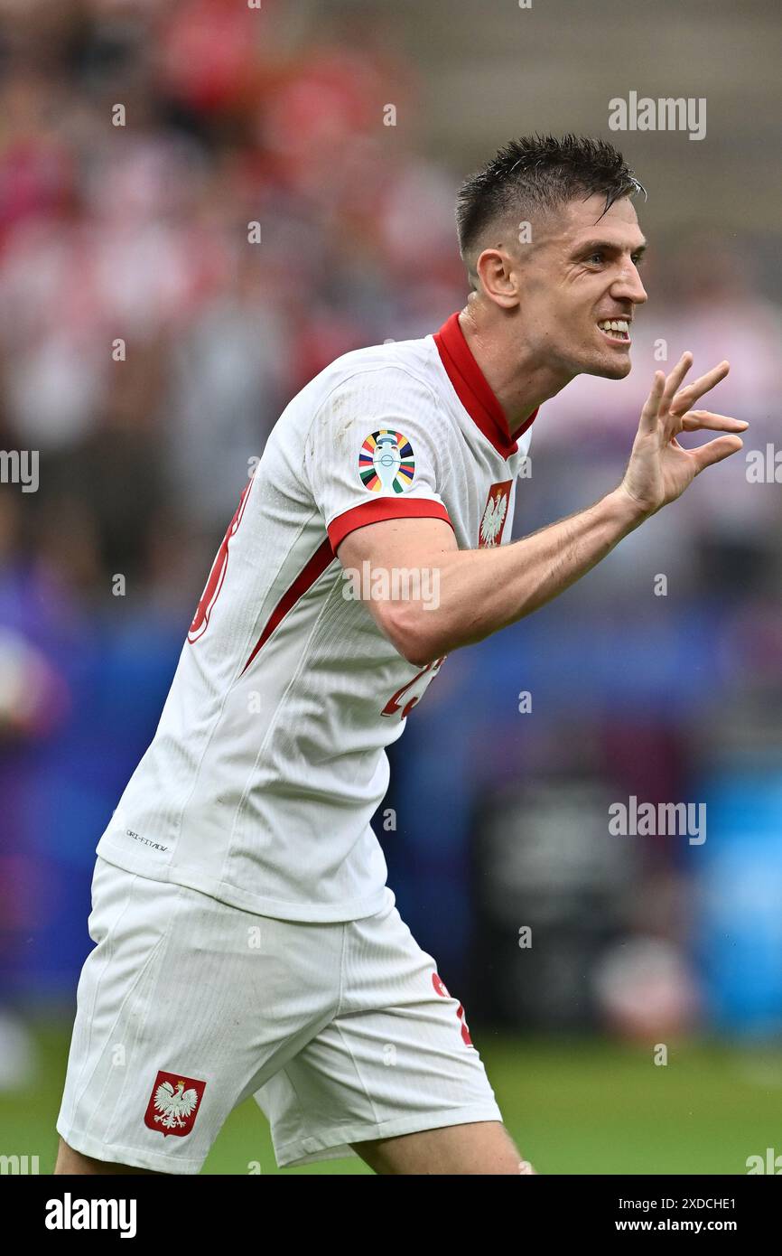 BERLINO, GERMANIA - 21 GIUGNO: La Polonia Krzysztof Piatek festeggia dopo aver segnato il primo gol per la sua squadra durante la fase a gironi di UEFA EURO 2024 Foto Stock