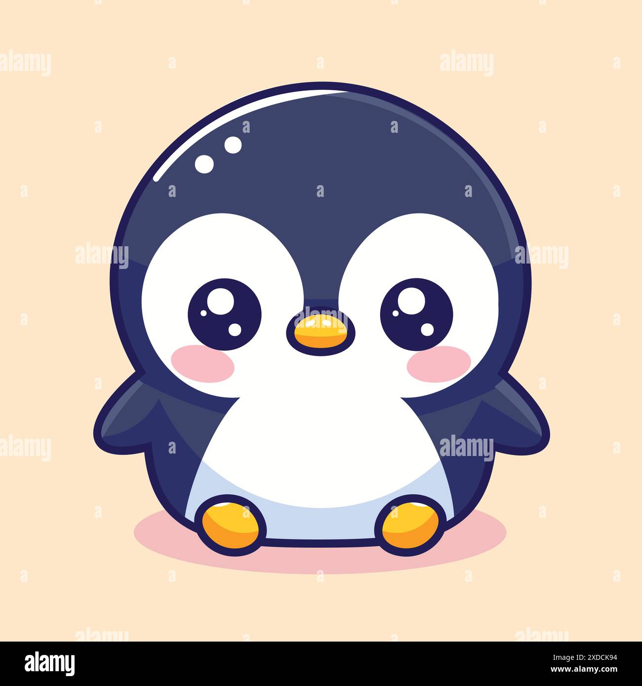 Carino Kawaii Baby Penguin Illustration Illustrazione Vettoriale