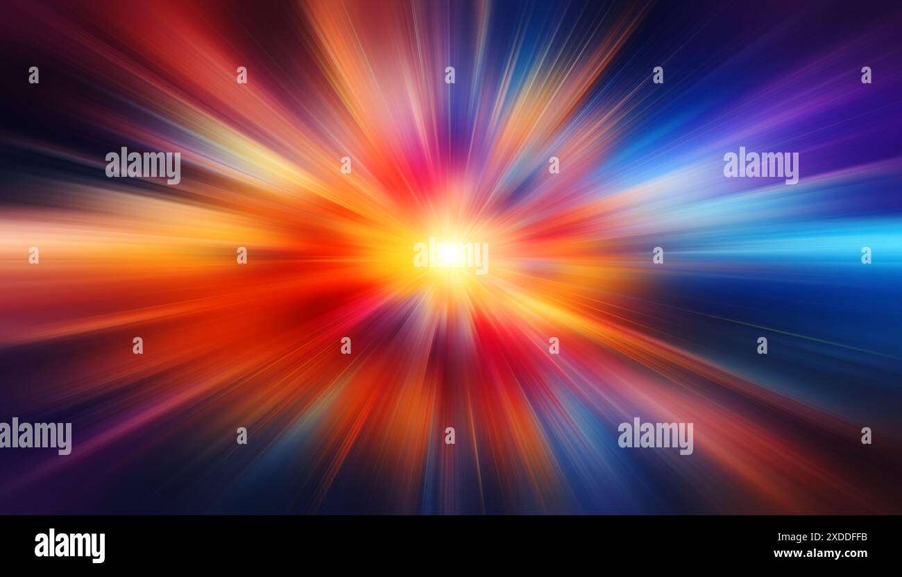 sfocatura colorata zoom dai colori vivaci con movimento luminoso ad alta velocità altera colori fantasia vibranti astratti per lo sfondo Foto Stock