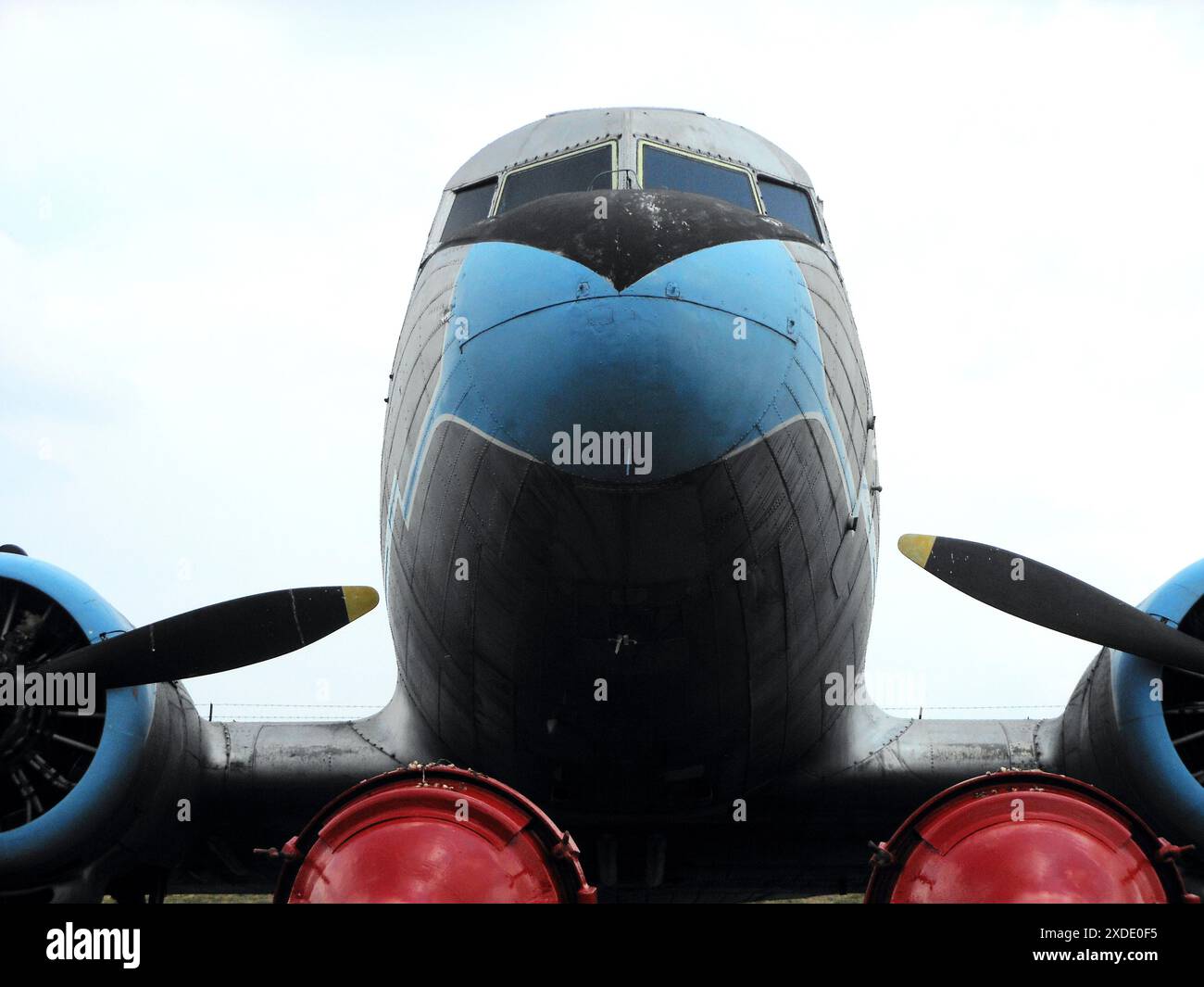 Ripresa dell'abitacolo di un vecchio aeroplano Foto Stock
