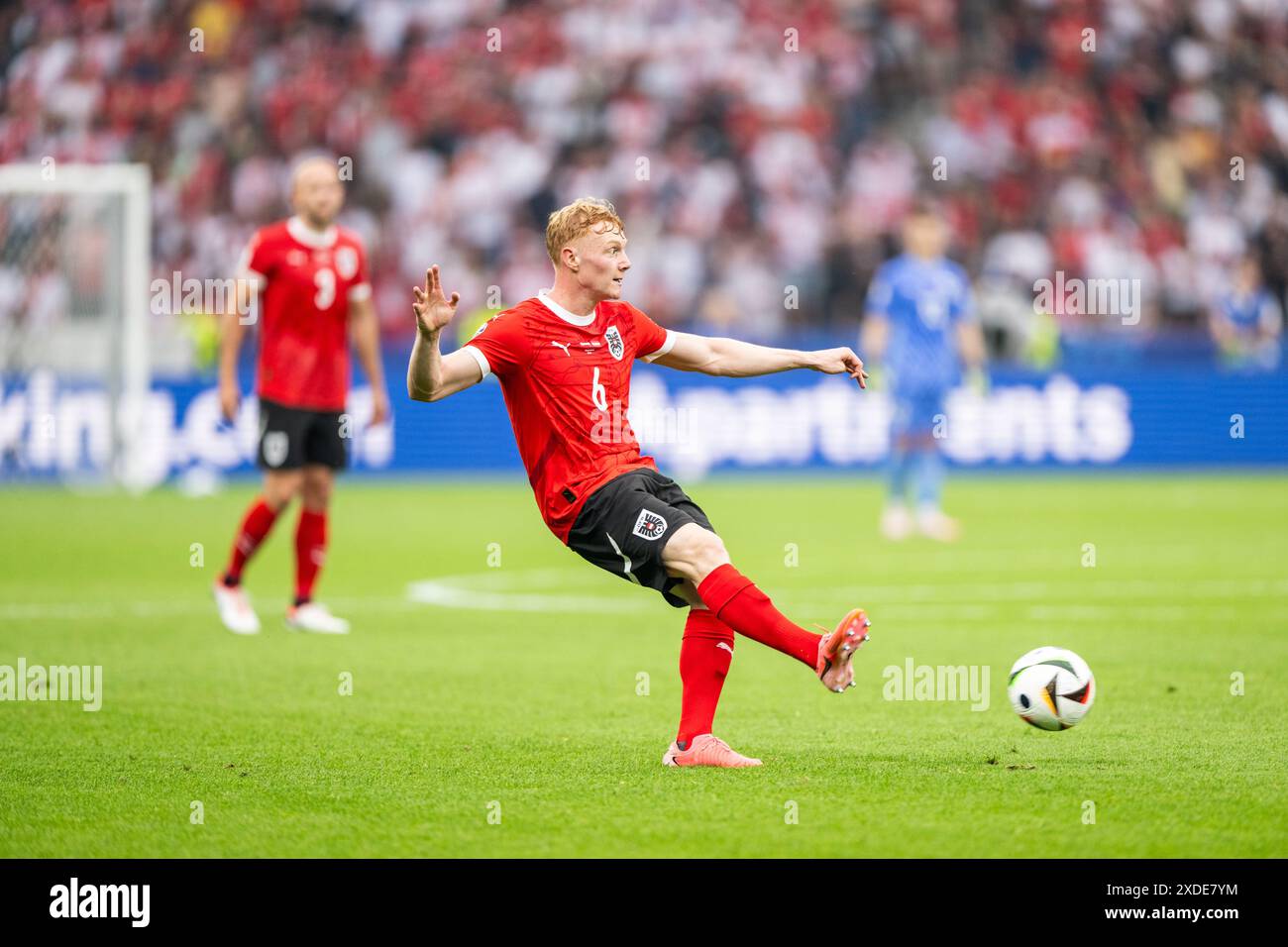 Berlino, Germania. 21 giugno 2024. Nicolas Seiwald (6) dell'Austria visto durante la partita di UEFA Euro 2024 nel gruppo D tra Polonia e Croazia all'Olympiastadion di Berlino. Credito: Gonzales Photo/Alamy Live News Foto Stock