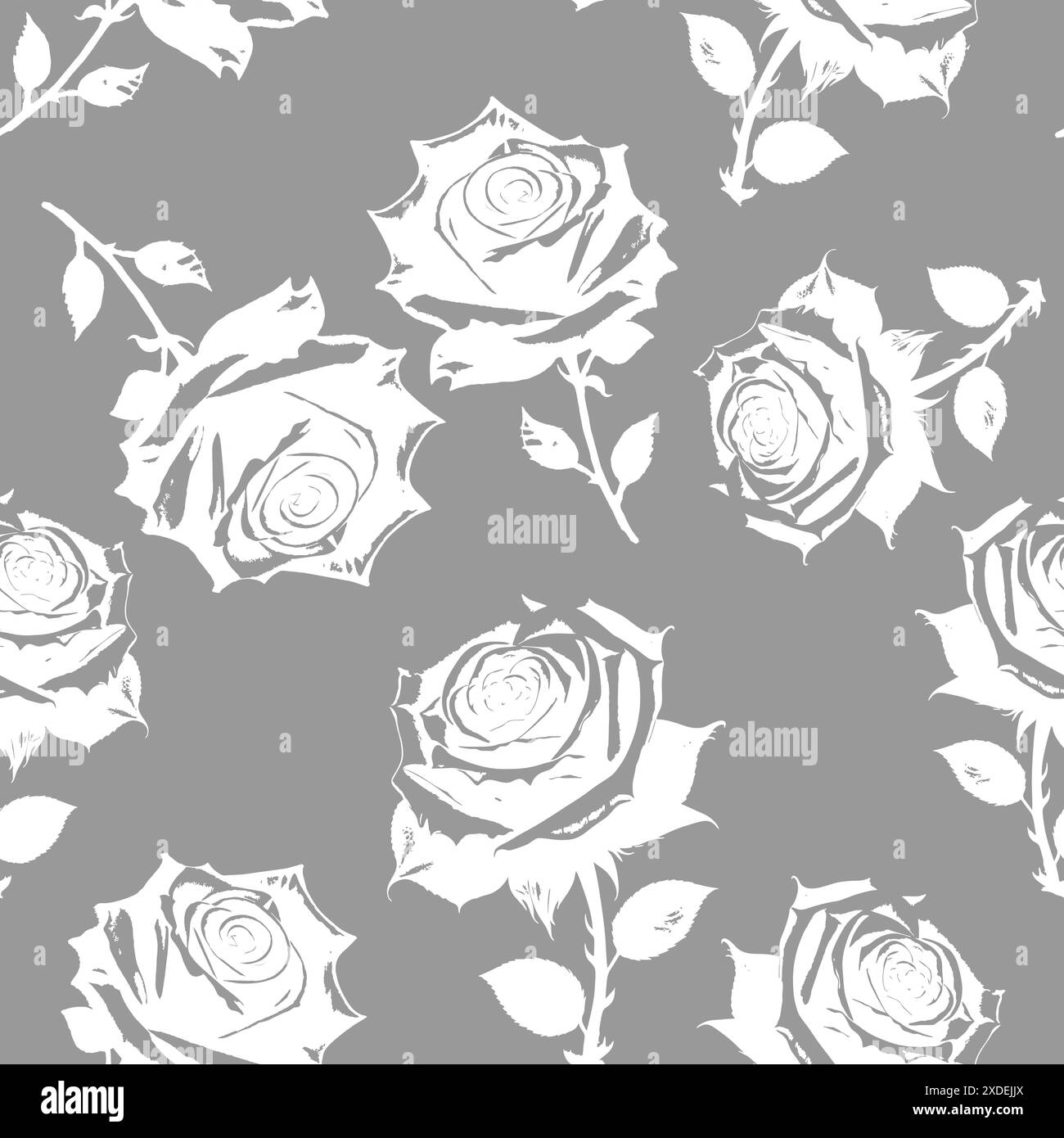 fiori di rosa grigi e bianchi motivo, texture, design senza cuciture Foto Stock