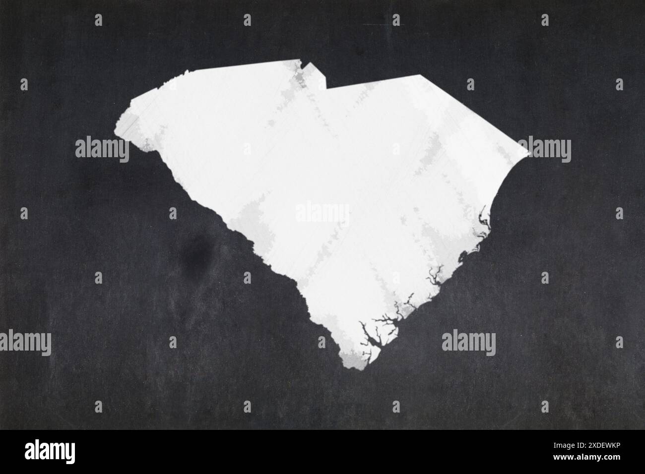 Lavagna con la mappa dello Stato della Carolina del Sud (USA) disegnata al centro. Foto Stock