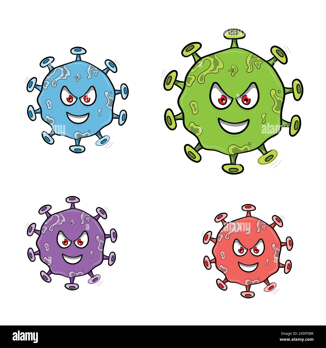 Angry virus Cartoon personaggio Corona Illustrazione Vettoriale