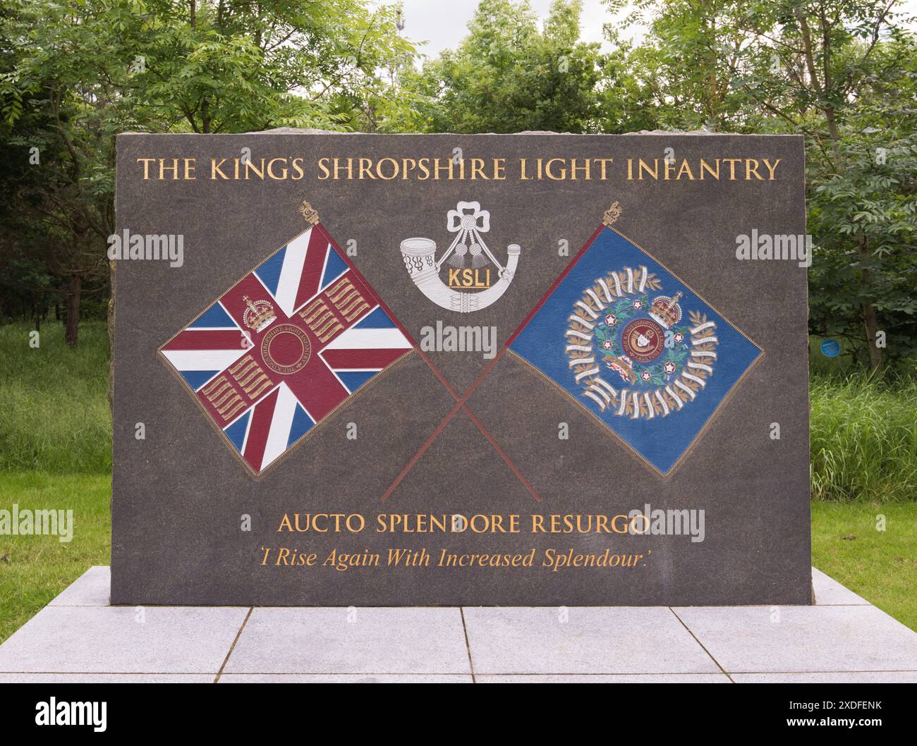 Il Kings Shropshire Light Infantry Memorial, il National Memorial Arboretum, Alrewas, Lichfield, Staffordshire Foto Stock