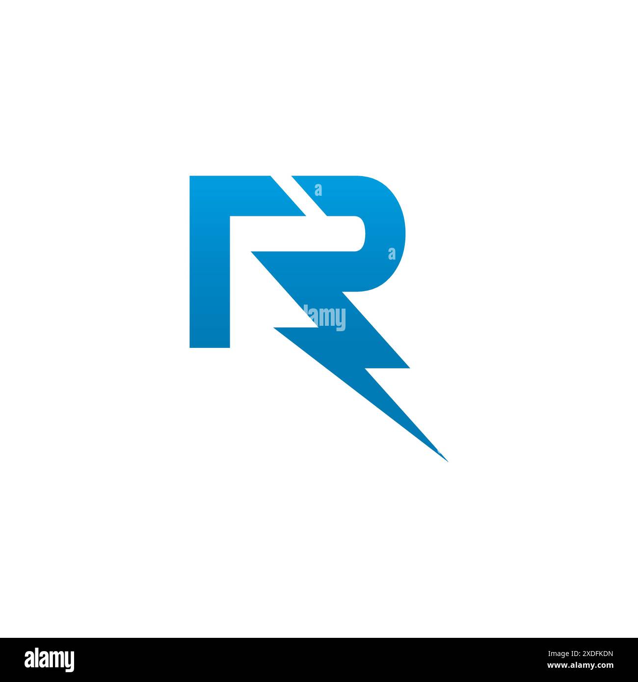 Lettera iniziale icona R modello di design del logo con fulmine - tuono - bullone - elettrico - vettore. Logo R Letter con vettore per fulmini Illustrazione Vettoriale