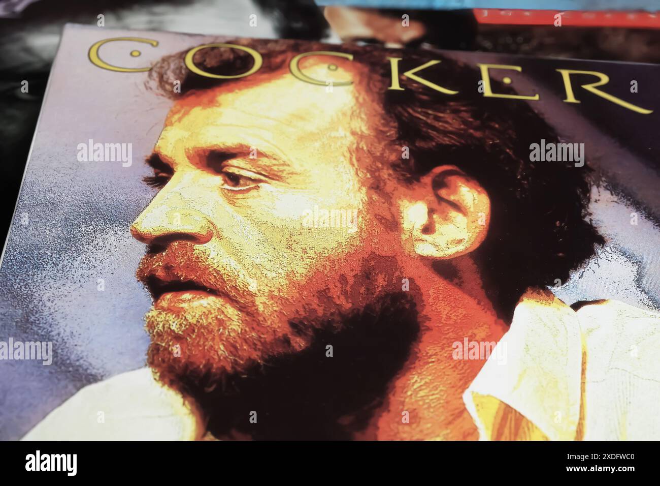 Viersen, Germania - 9 maggio. 2024: Closeup della copertina dell'album del cantante britannico Joe Cocker Foto Stock