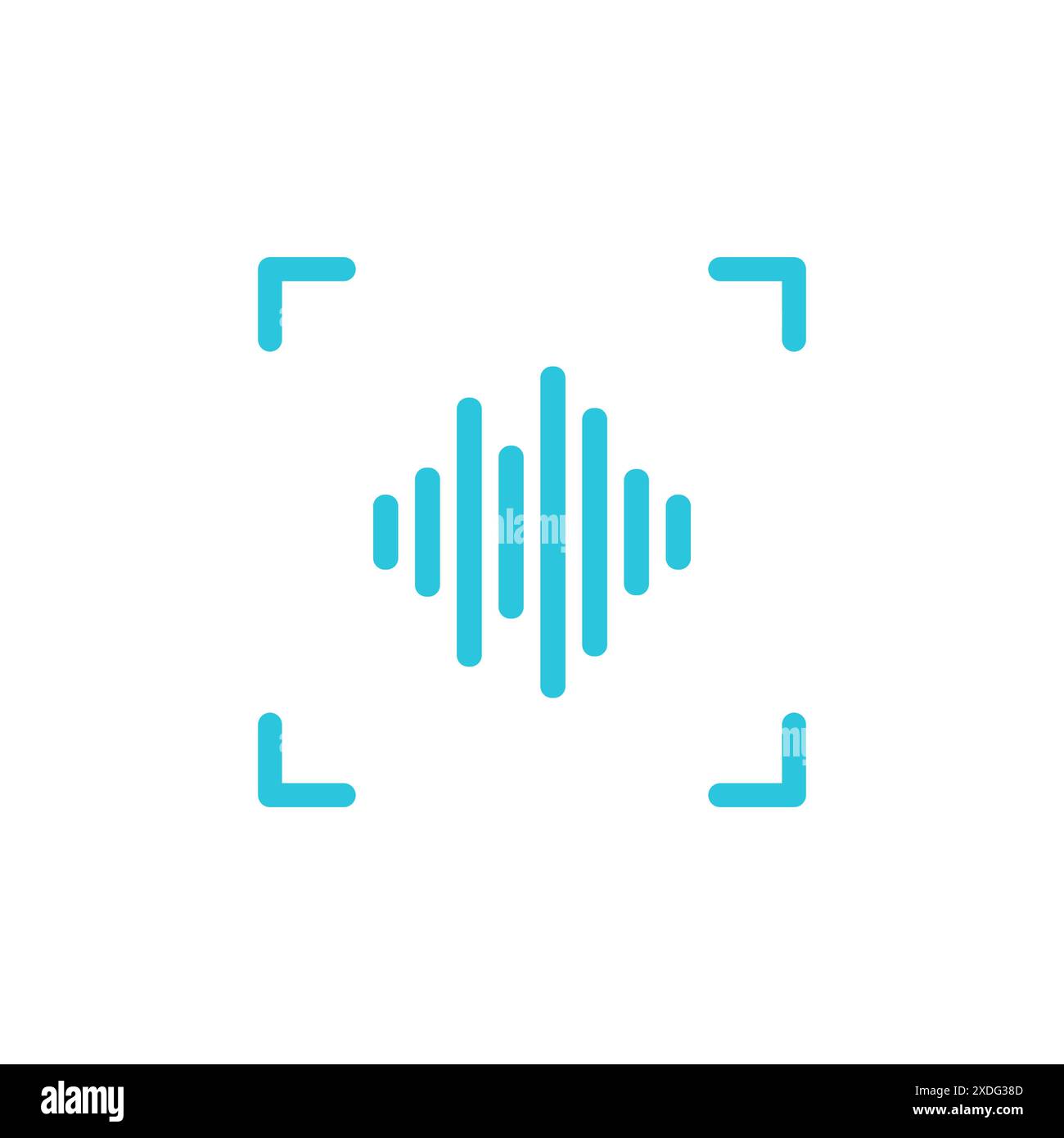 Icona di riconoscimento audio, isolata su sfondo bianco, dal set di icone blu Illustrazione Vettoriale