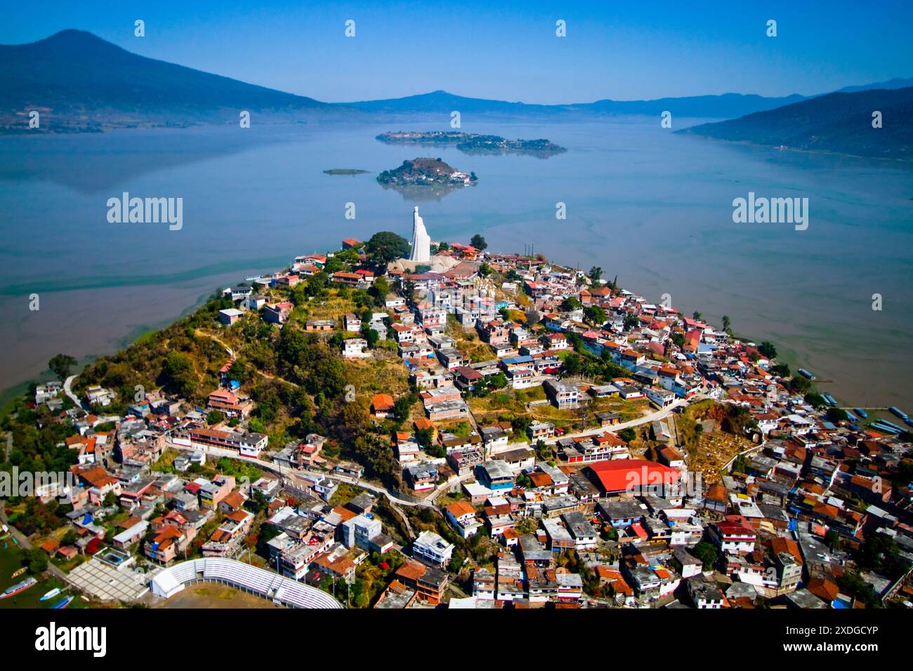 Isola di Janitzio sul lago di Patzcuaro a Michoacan, aereo messicano Foto Stock