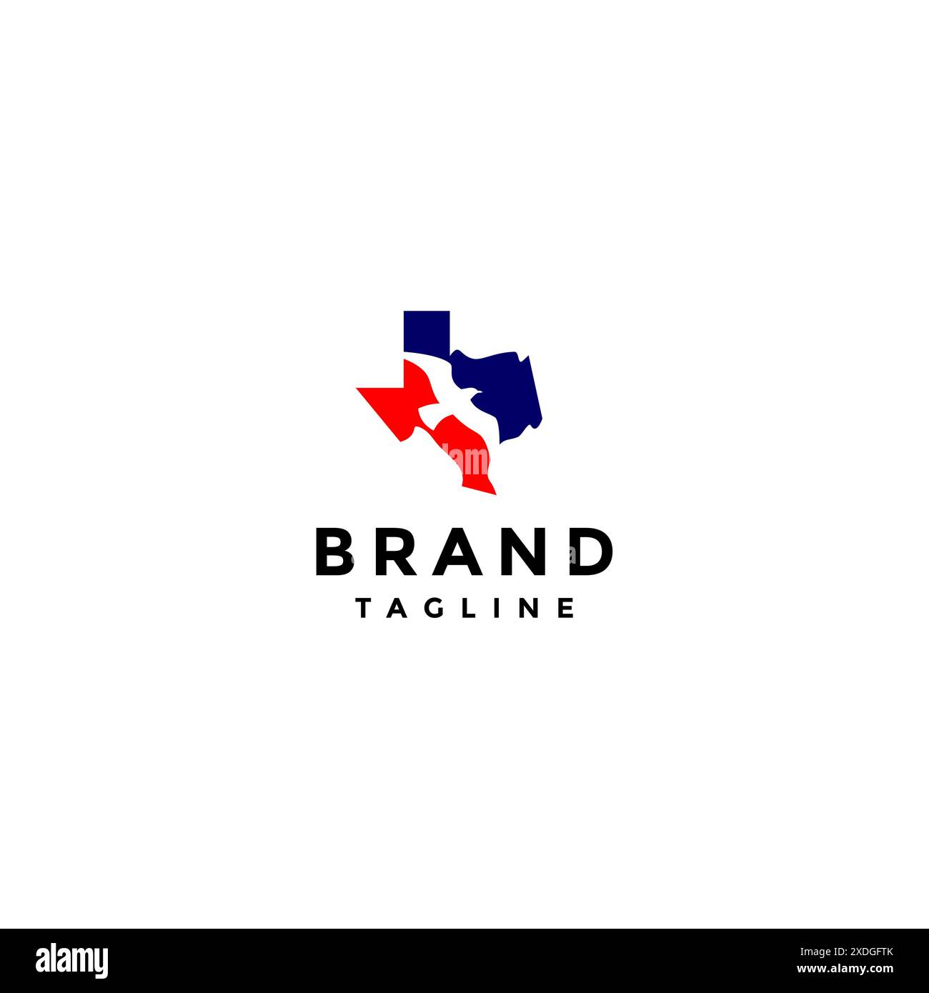 Silhouette di uccello all'interno del design del logo Texas State Map. Mappa dello stato del Texas con silhouette di uccello nel design con logo centrale. Illustrazione Vettoriale