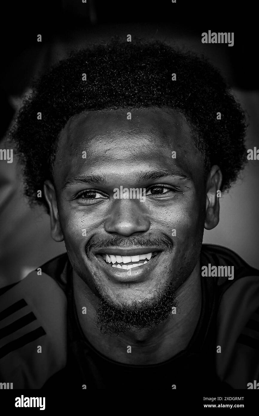 Colonia, Germania. 22 giugno 2024. Lois Openda del Belgio nella foto durante una partita di calcio tra la nazionale belga dei Red Devils e la Romania, sabato 22 giugno 2024 a Colonia, in Germania, seconda partita nella fase a gironi dei campionati europei di UEFA Euro 2024. BELGA PHOTO BRUNO FAHY credito: Belga News Agency/Alamy Live News Foto Stock