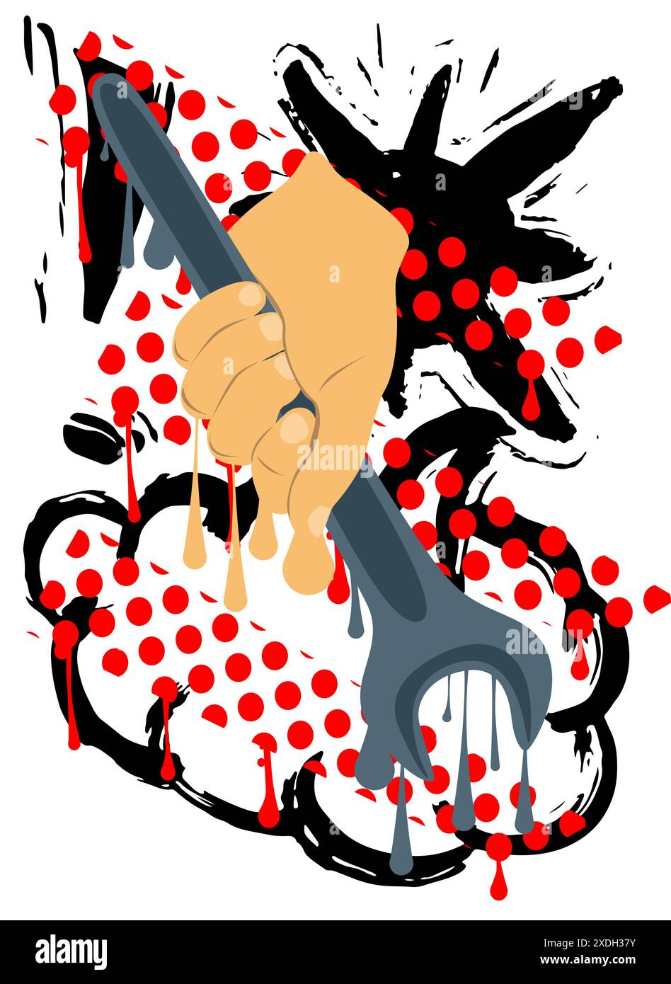 Chiave graffiti a mano. Decorazione astratta di Street art moderna eseguita in stile di pittura urbana. Illustrazione Vettoriale