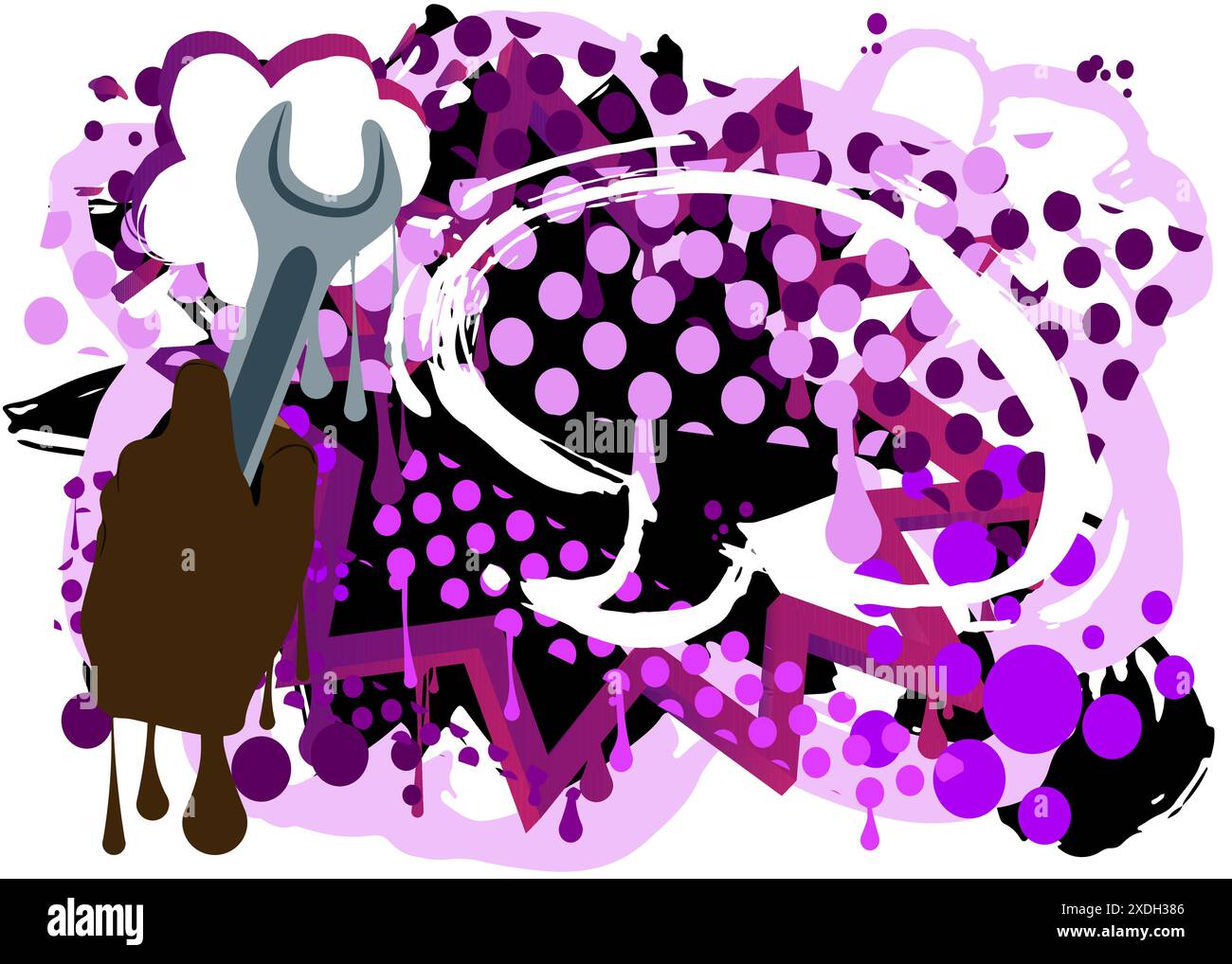 Chiave graffiti a mano. Decorazione astratta di Street art moderna eseguita in stile di pittura urbana. Illustrazione Vettoriale