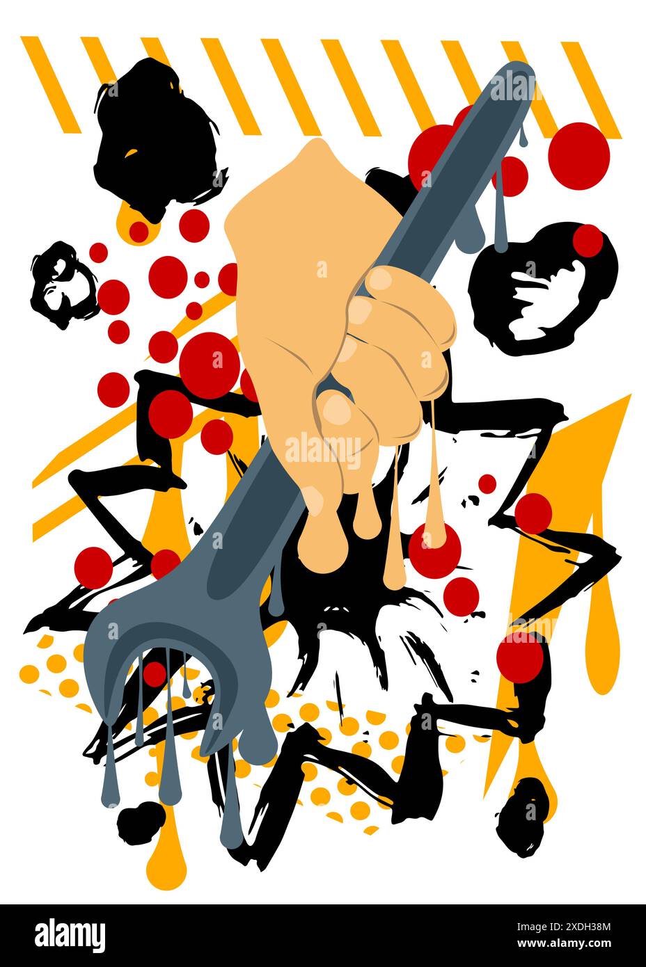 Chiave graffiti a mano. Decorazione astratta di Street art moderna eseguita in stile di pittura urbana. Illustrazione Vettoriale