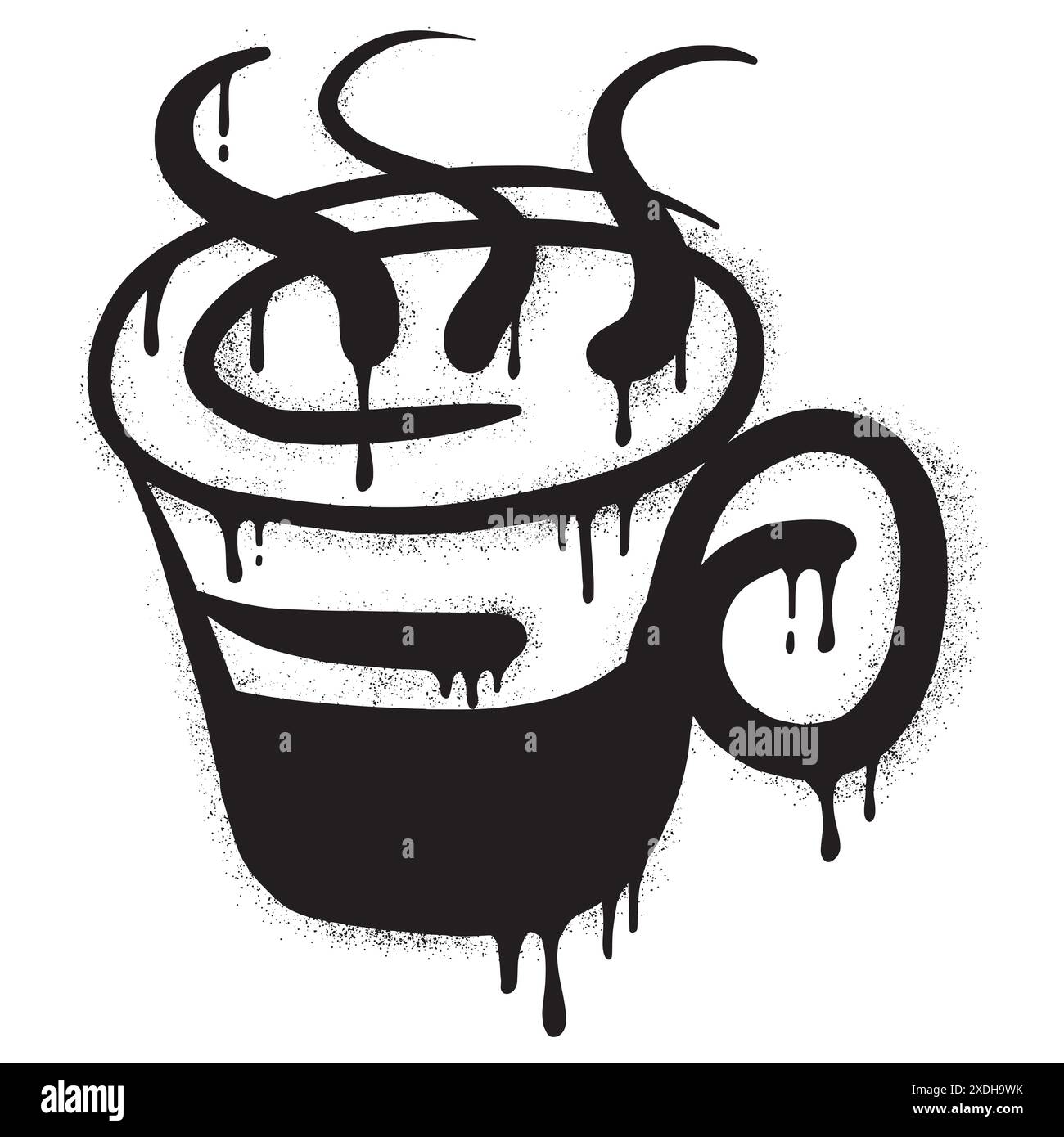 graffiti da caffè con vernice spray nera.illustrazione vettoriale. Illustrazione Vettoriale