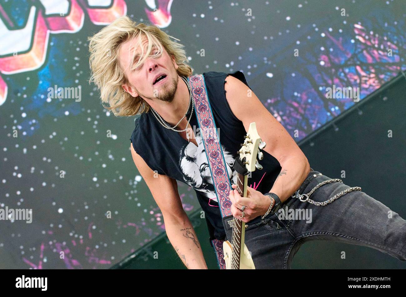 Ben Wells von Black Stone Cherry Live auf dem Summerside Festival 2024 beim Flugplatz. Grenchen, 22.06.2024 anni Foto Stock