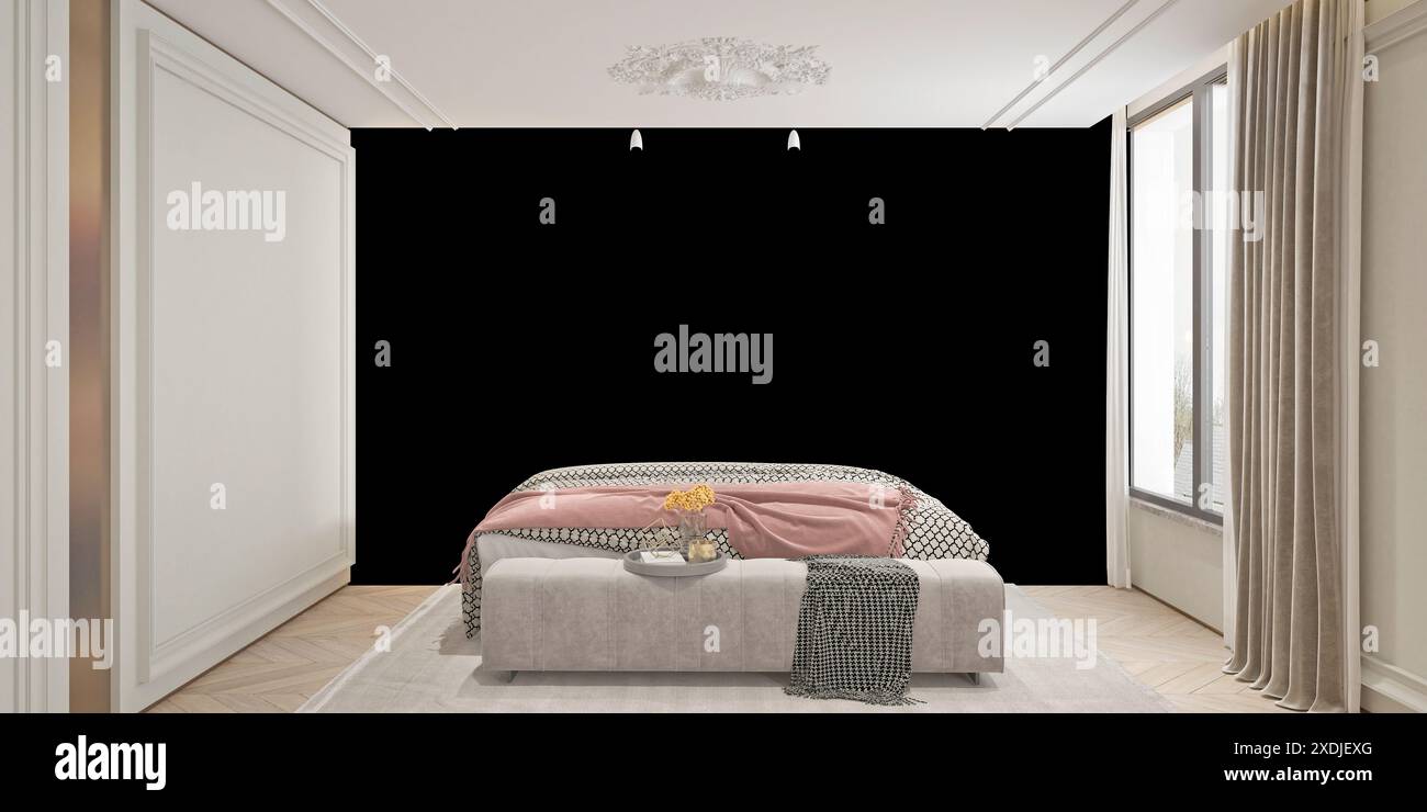 3D render della moderna camera di albergo Foto Stock