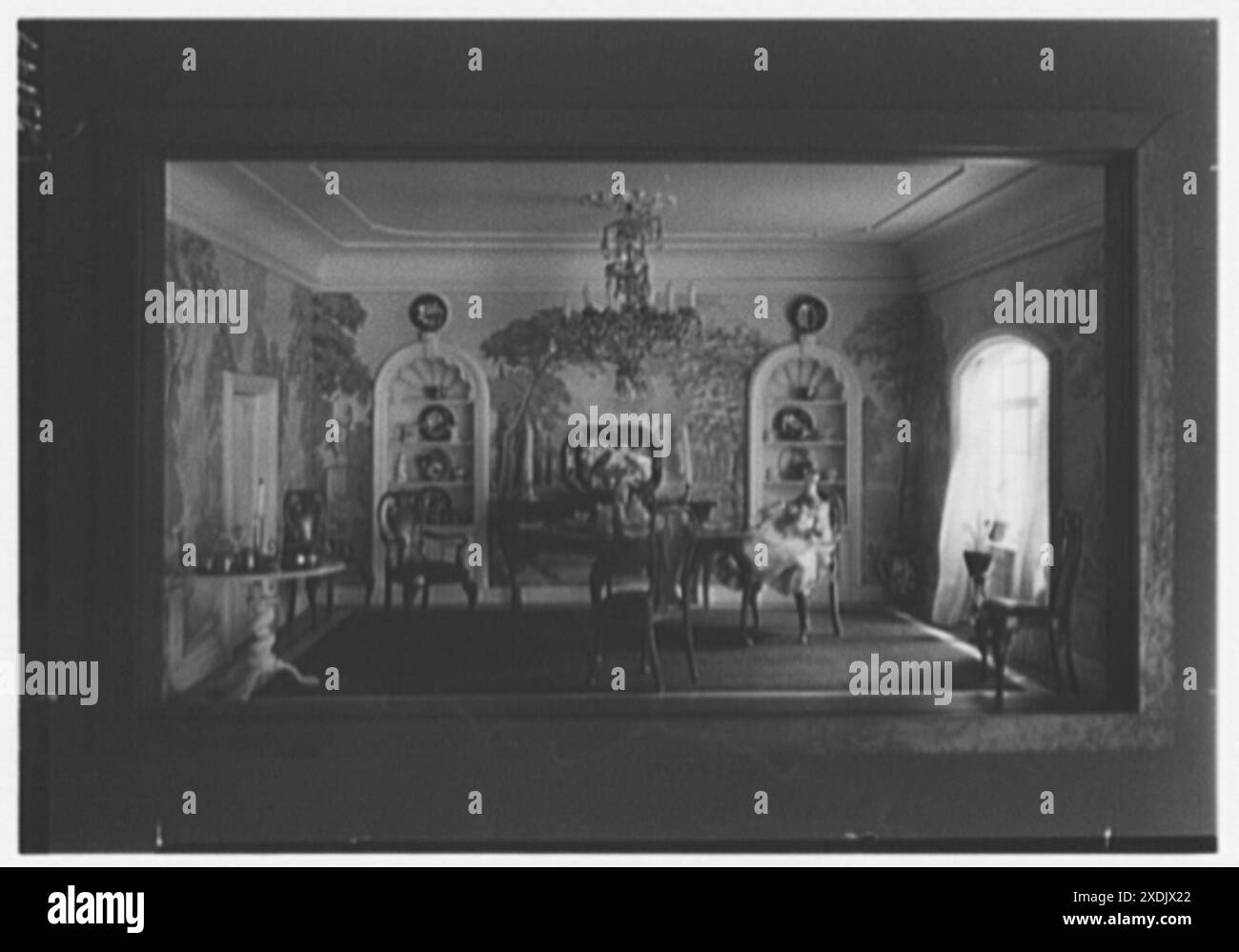 Mrs. Edward Titus (Mme Helena Rubinstein), residenza al 895 di Park Ave., New York City. Sala da pranzo Queen Anne. Collezione Gottscho-Schleisner Foto Stock