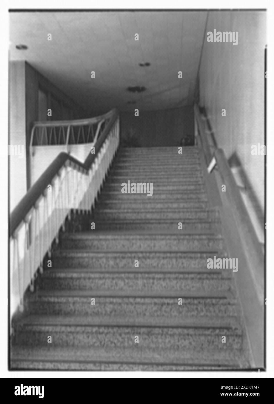 Johnson & Johnson, Metuchen, New Jersey. Guardando le scale dall'atterraggio inferiore, alla curva. Collezione Gottscho-Schleisner Foto Stock