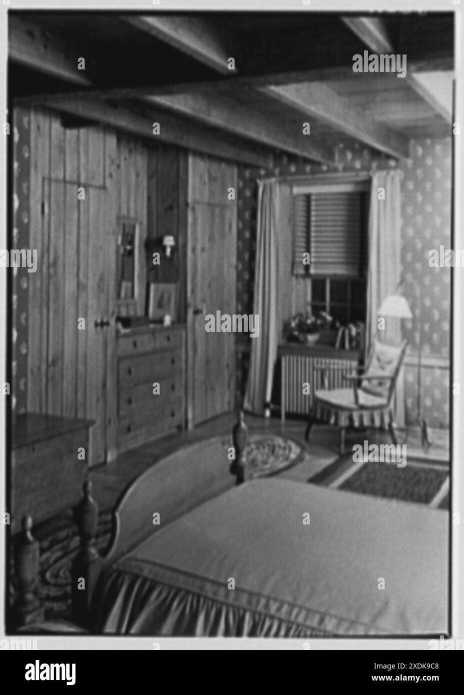 Louis H. Engel, residenza a Carversville, Bucks County, Pennsylvania. Camera da letto. Collezione Gottscho-Schleisner Foto Stock