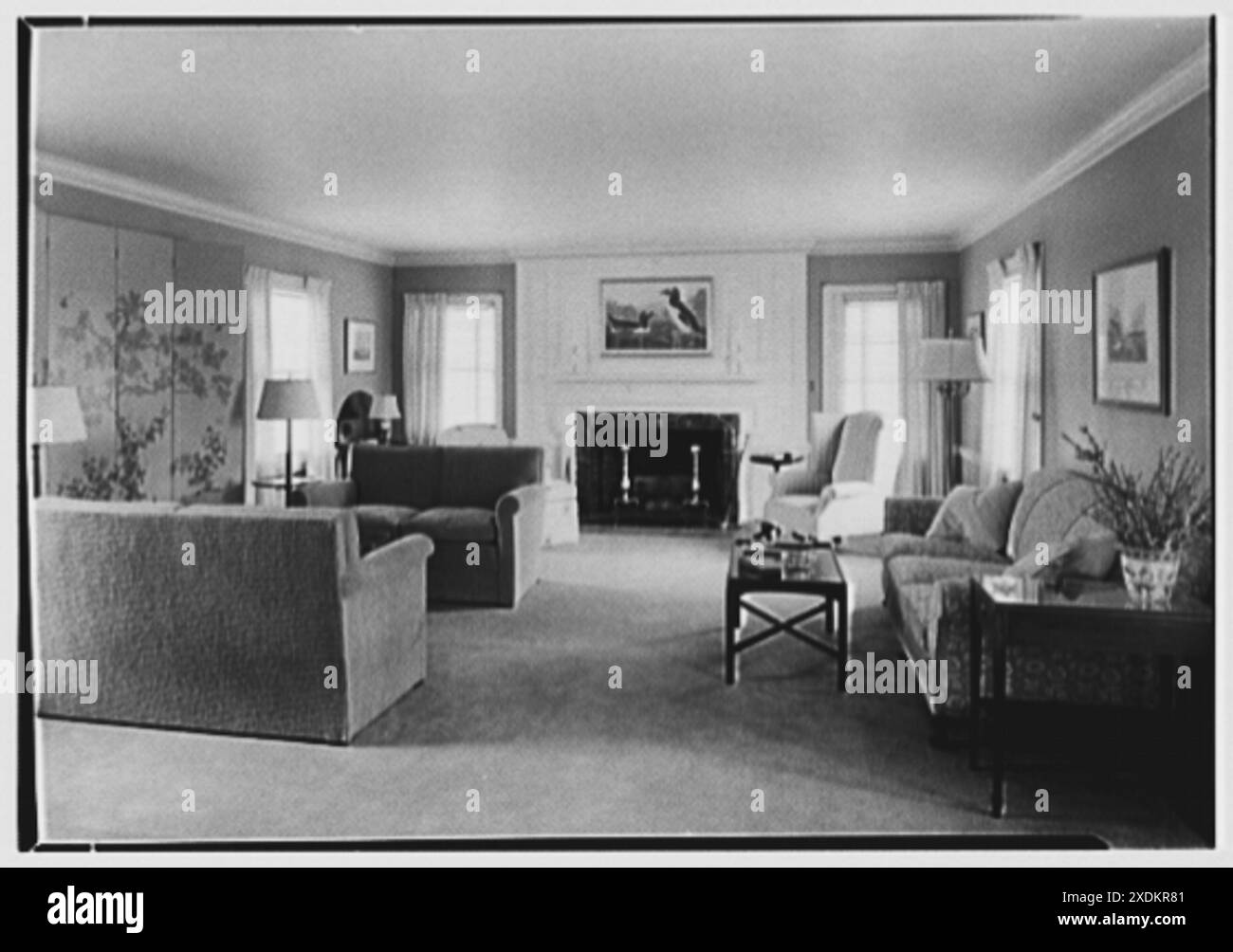 Duane R. Stoneleigh, residenza a Yale Farms, Port Chester, New York. Soggiorno. Collezione Gottscho-Schleisner Foto Stock