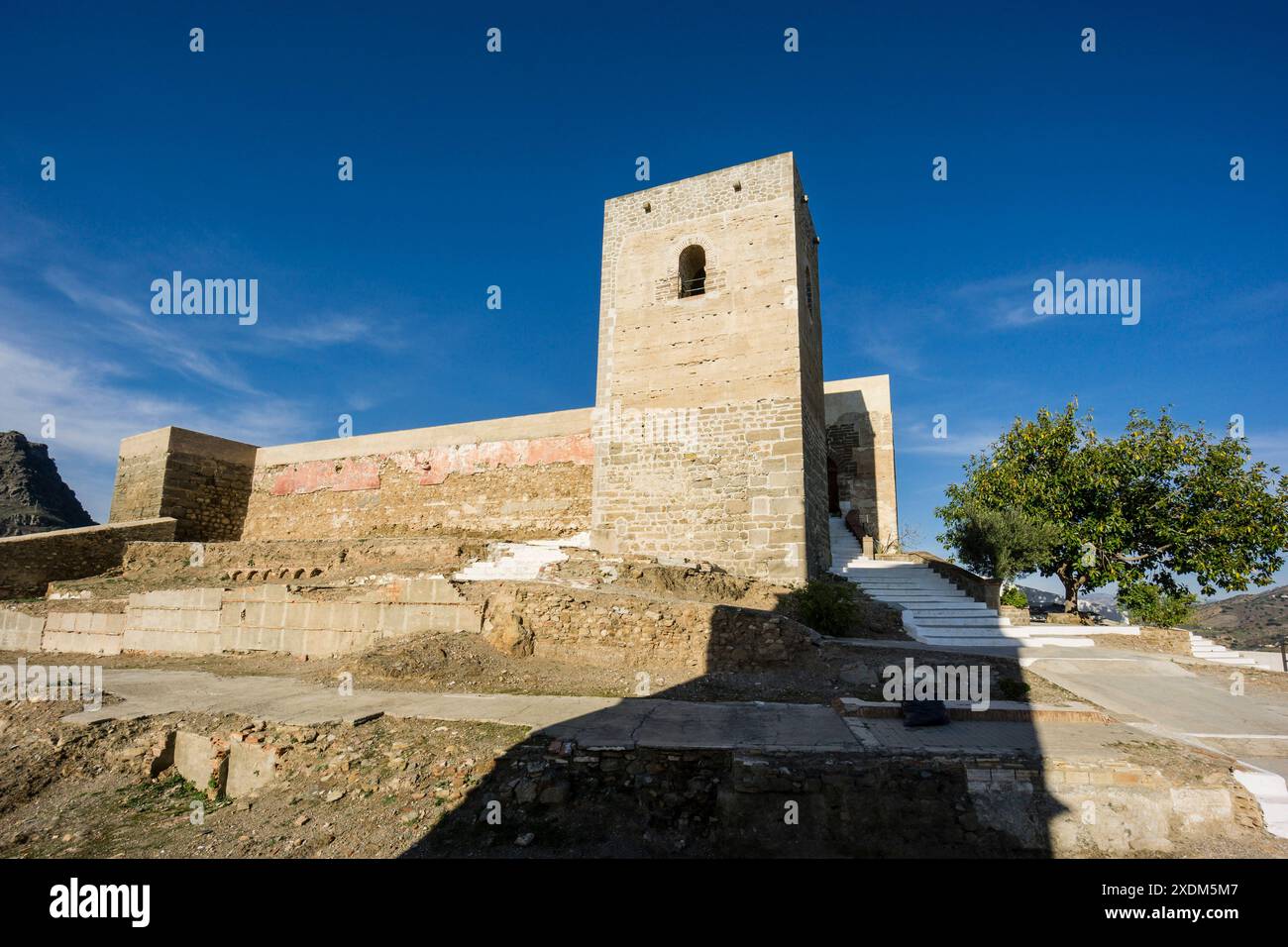 Castello di Alora, X secolo, Cerro de Las Torres. Monumento nazionale , Alora, Malaga, Andalusia, Spagna. Foto Stock