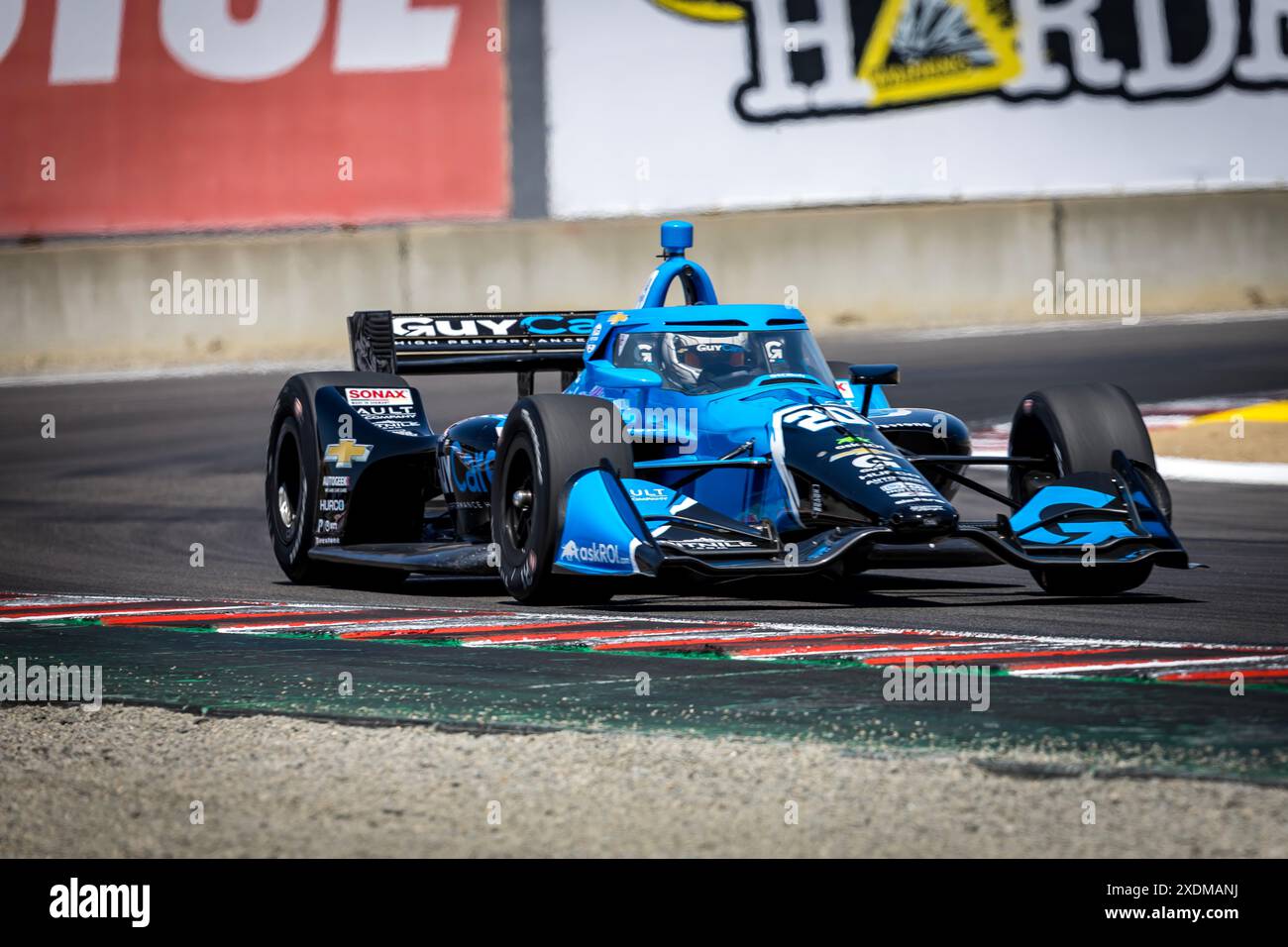 Salinas, California, Stati Uniti. 21 giugno 2024. CHRISTIAN RASMUSSEN (R) (20) di Copenaghen, Danimarca, pratica per il Firestone Grand Prix di Monterey al WeatherTech Raceway Laguna Seca di Salinas, CA. (Credit Image: © Walter G. Arce Sr./ASP via ZUMA Press Wire) SOLO USO EDITORIALE! Non per USO commerciale! Foto Stock