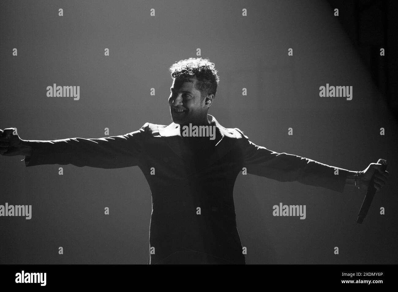 Il cantante David Bisbal si esibisce durante il concerto del Tour volare 2024 al Wizcenter di Madrid, 23 giugno 2024, Spagna Foto Stock