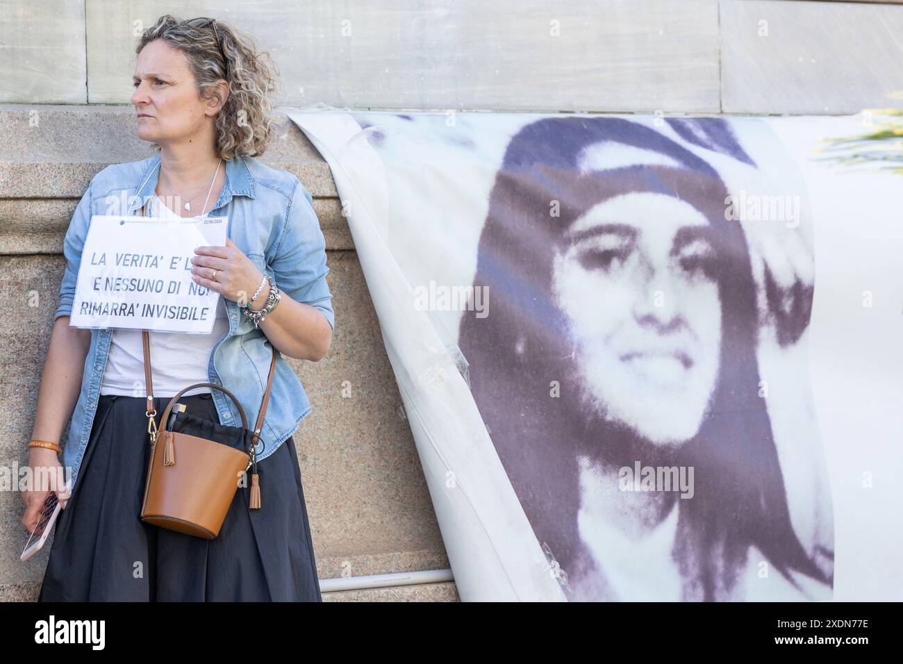 Roma, Italia. 22 giugno 2024. Sit-in in Piazza Cavour a Roma organizzato da Pietro Orlandi per chiedere verità e giustizia a sua sorella Emanuela Orlandi (Credit Image: © Matteo Nardone/Pacific Press via ZUMA Press Wire) SOLO USO EDITORIALE! Non per USO commerciale! Foto Stock