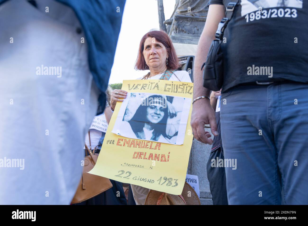 Roma, Italia. 22 giugno 2024. Sit-in in Piazza Cavour a Roma organizzato da Pietro Orlandi per chiedere verità e giustizia a sua sorella Emanuela Orlandi (Credit Image: © Matteo Nardone/Pacific Press via ZUMA Press Wire) SOLO USO EDITORIALE! Non per USO commerciale! Foto Stock