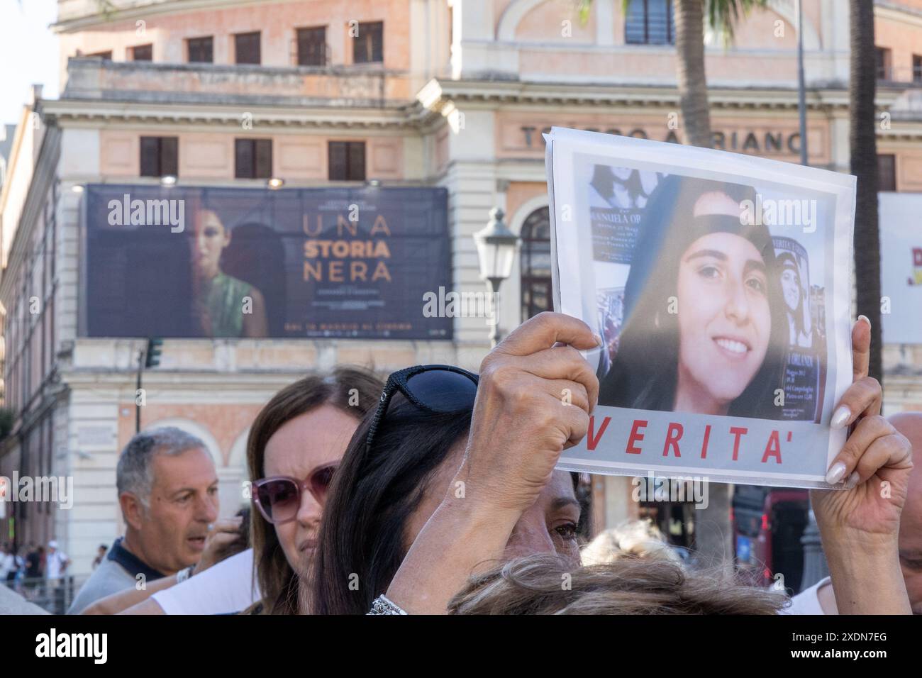 Roma, Italia. 22 giugno 2024. Sit-in in Piazza Cavour a Roma organizzato da Pietro Orlandi per chiedere verità e giustizia a sua sorella Emanuela Orlandi (Credit Image: © Matteo Nardone/Pacific Press via ZUMA Press Wire) SOLO USO EDITORIALE! Non per USO commerciale! Foto Stock