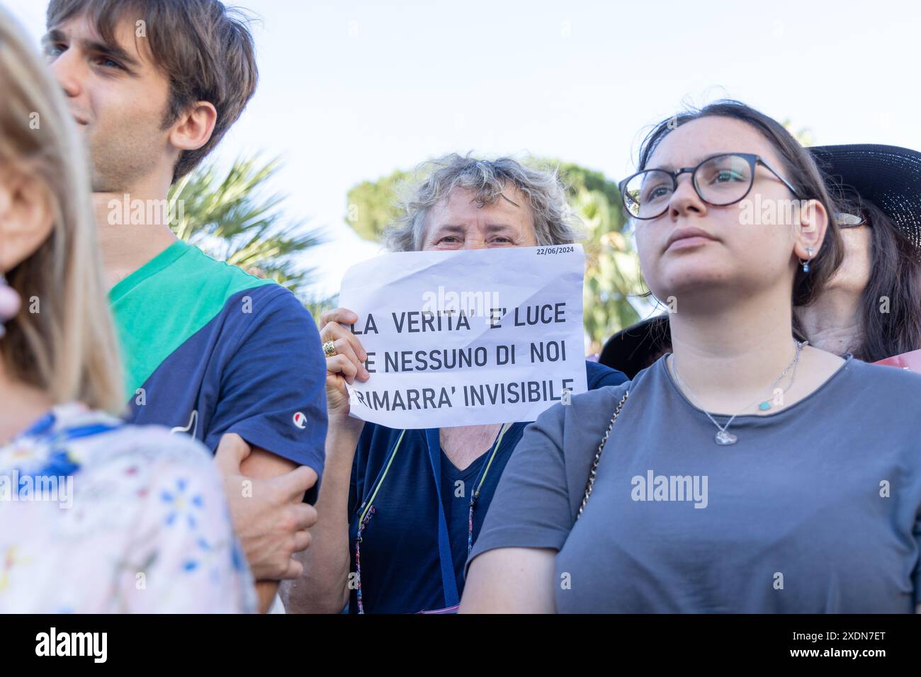 Roma, Italia. 22 giugno 2024. Sit-in in Piazza Cavour a Roma organizzato da Pietro Orlandi per chiedere verità e giustizia a sua sorella Emanuela Orlandi (Credit Image: © Matteo Nardone/Pacific Press via ZUMA Press Wire) SOLO USO EDITORIALE! Non per USO commerciale! Foto Stock